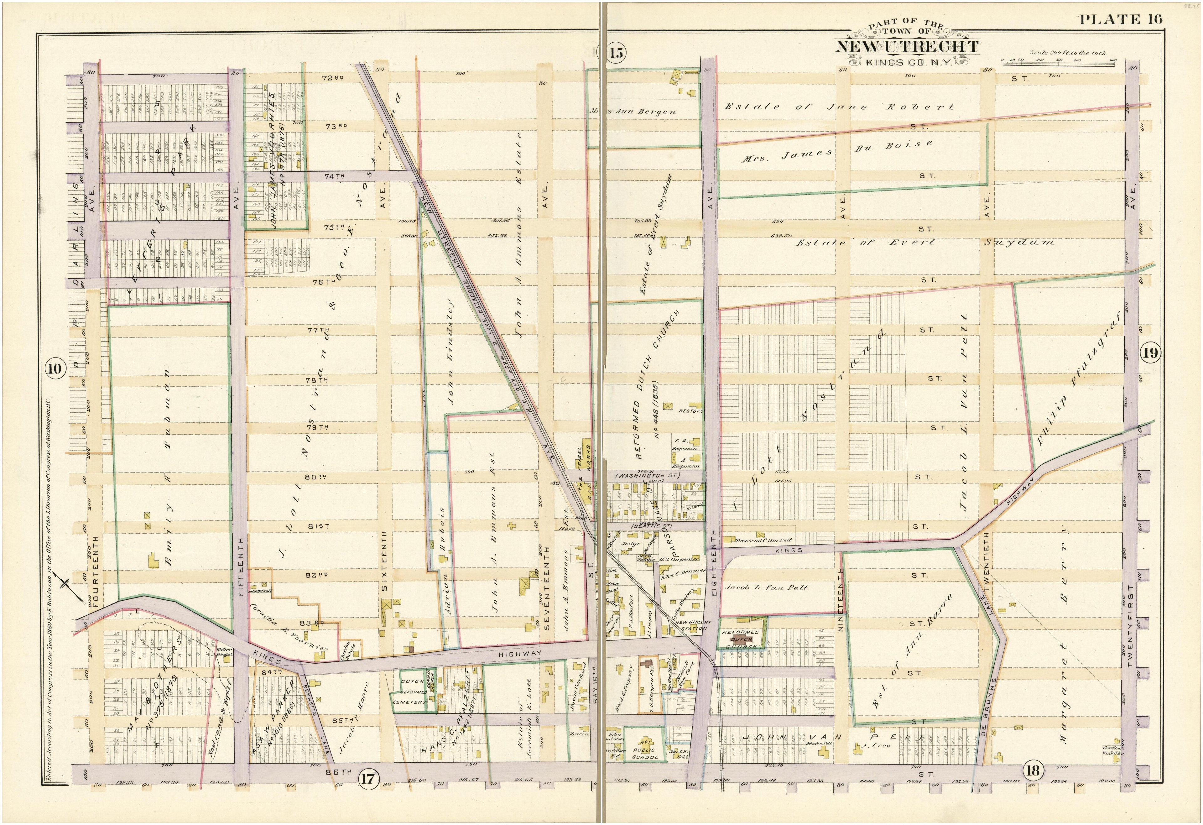 Plate 16 - Part of the Town of New Utrecht, Kings County, N.Y. from Robinson&