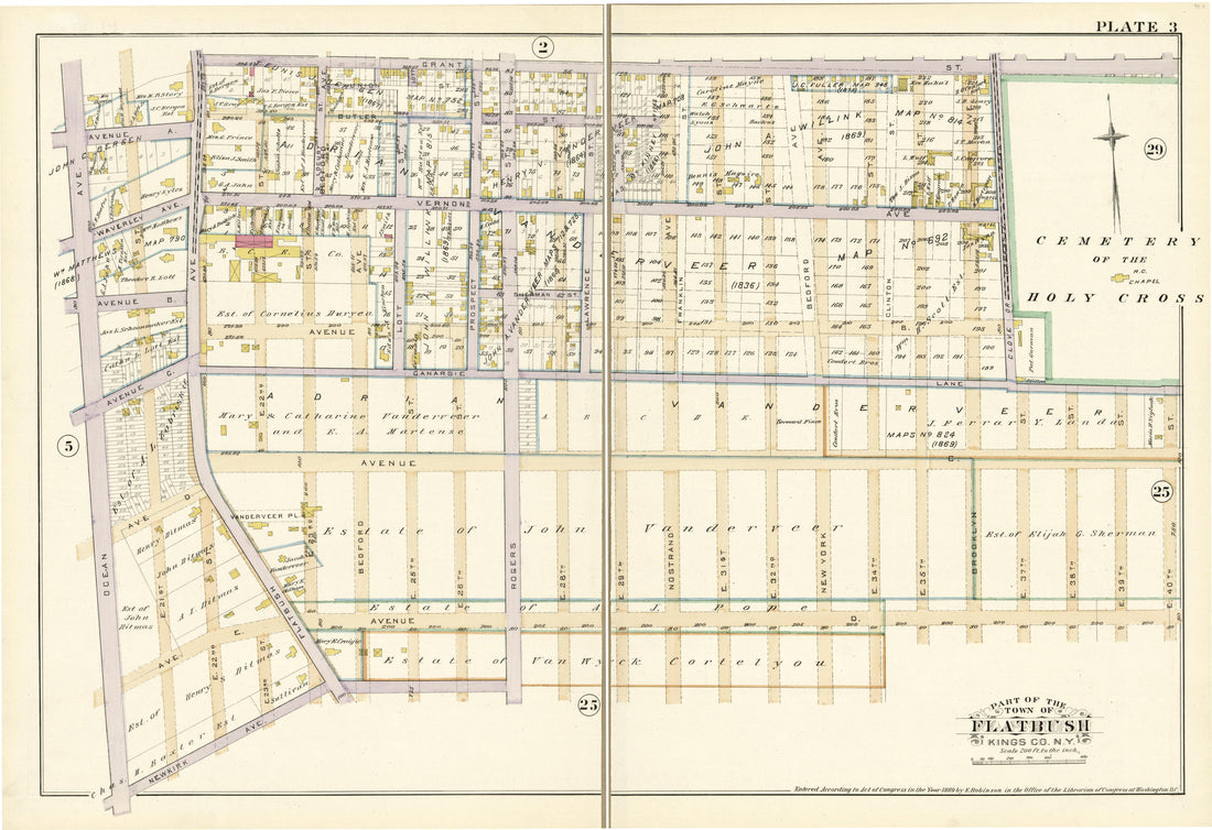 Plate 3 - Part of the Town of Flatbush Kings County, N.Y. from Robinson&