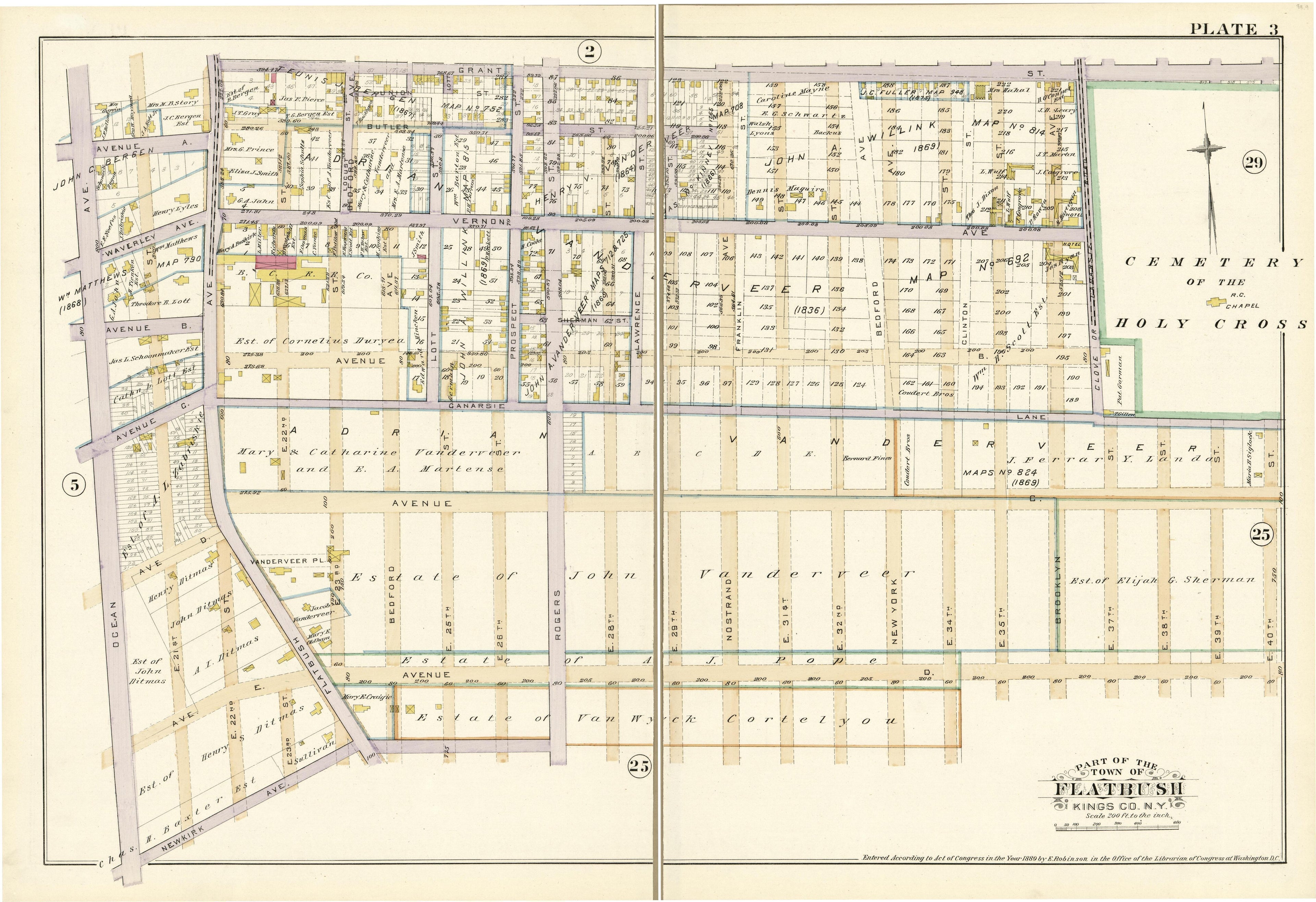 Plate 3 - Part of the Town of Flatbush Kings County, N.Y. from Robinson&