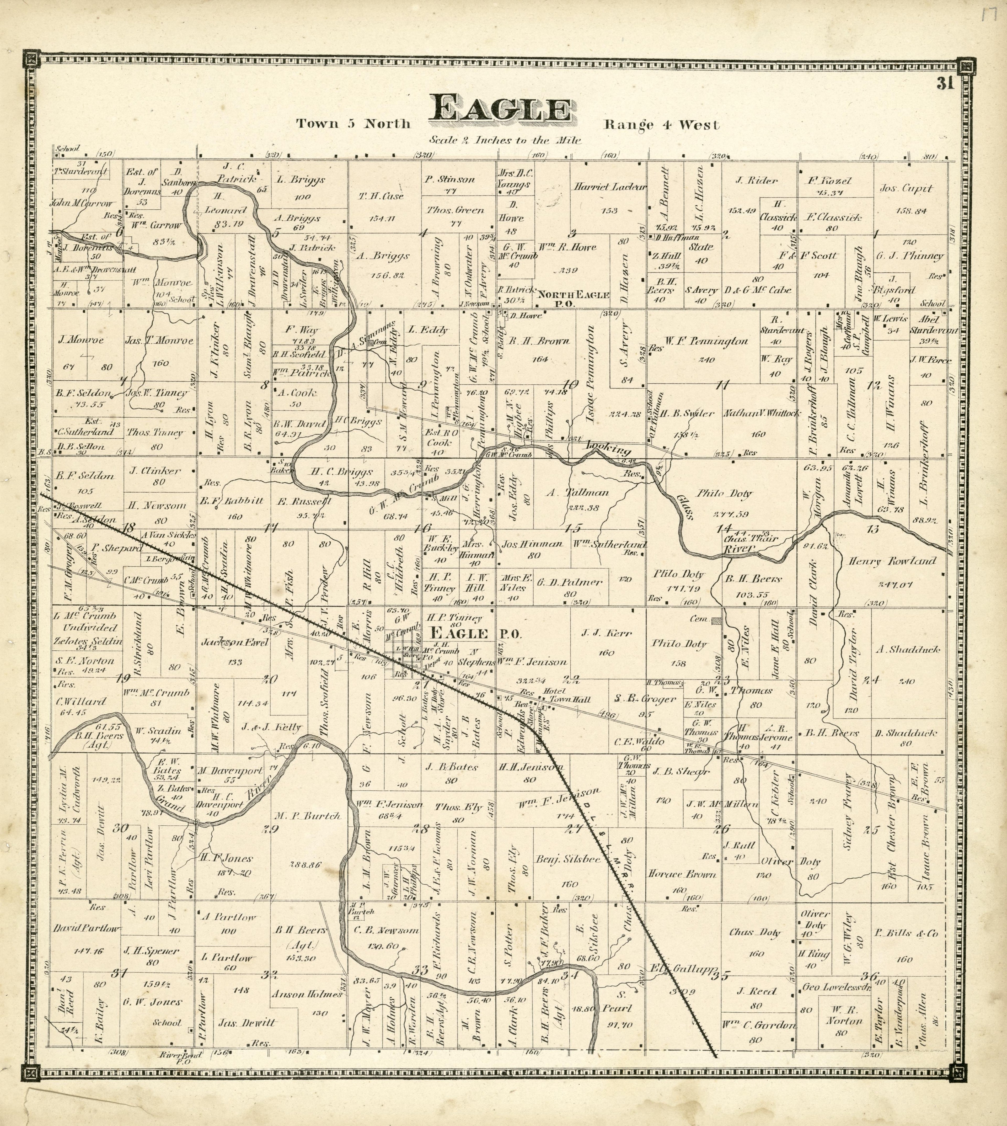Eagle from Atlas of Clinton County, Michigan 1873 by Relic Map Company