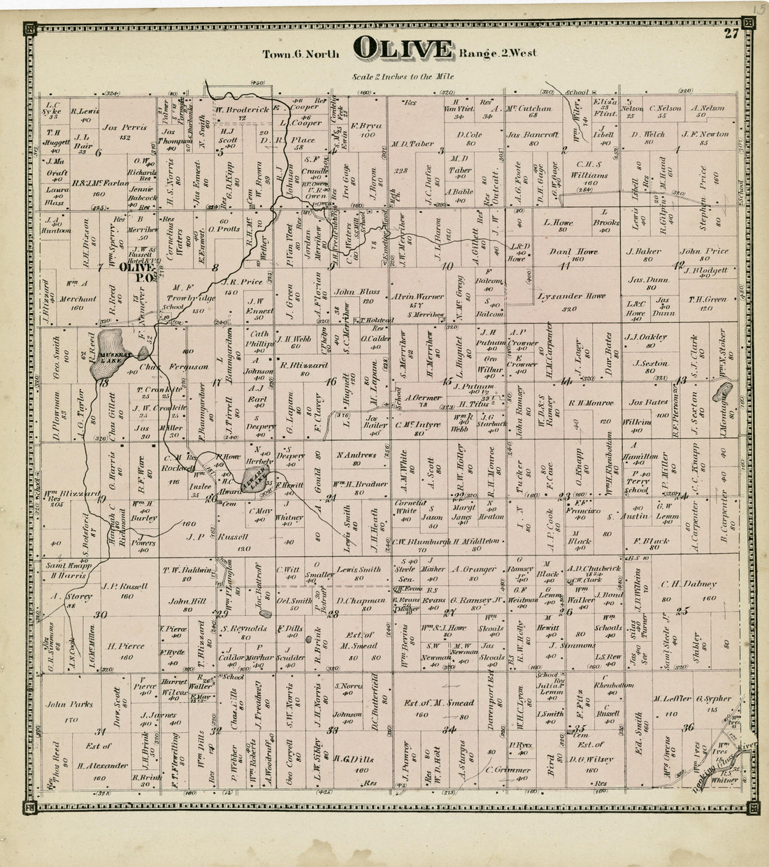 Olive from Atlas of Clinton County, Michigan 1873 by Relic Map Company