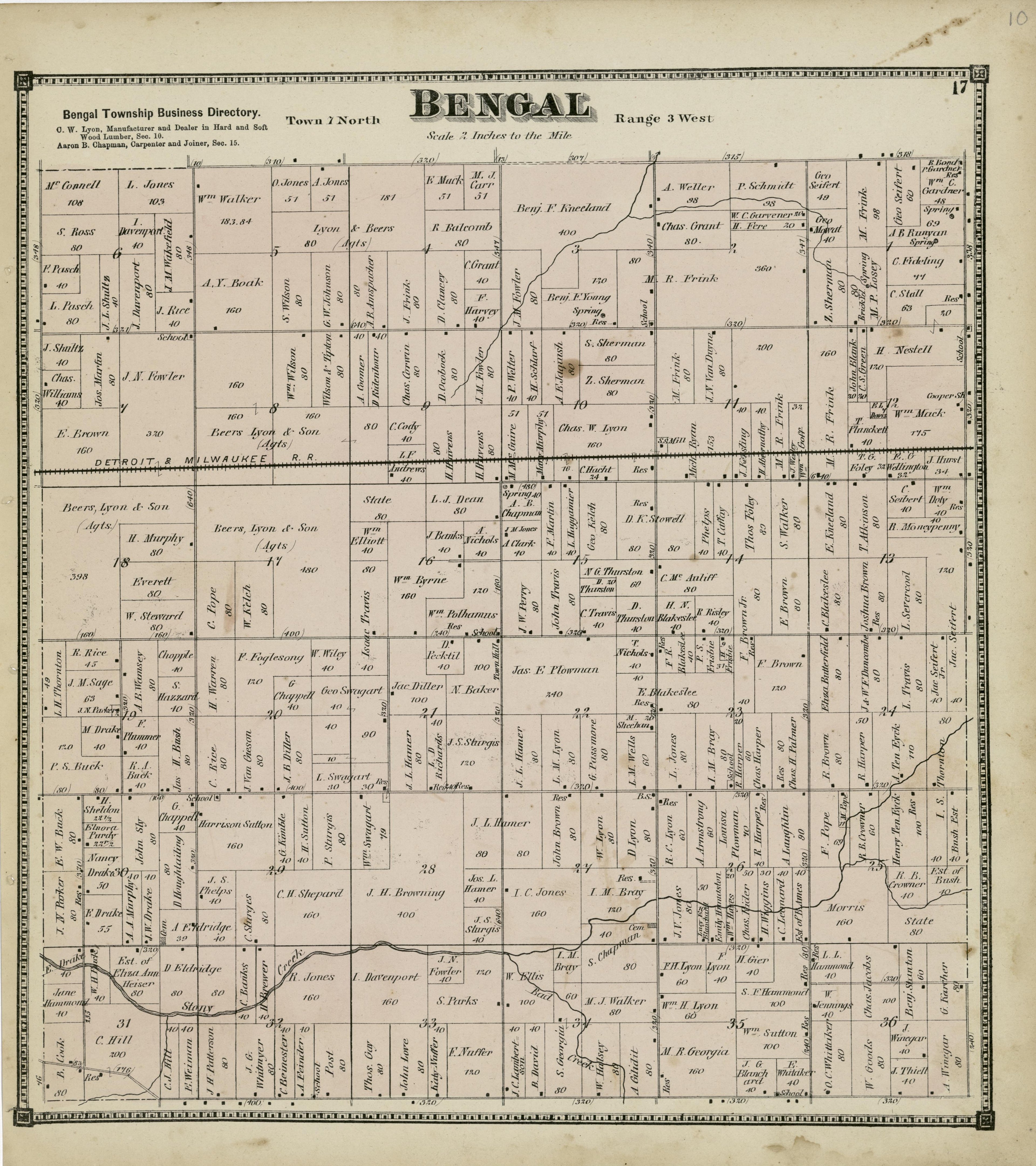 Bengal from Atlas of Clinton County, Michigan 1873 by Relic Map Company