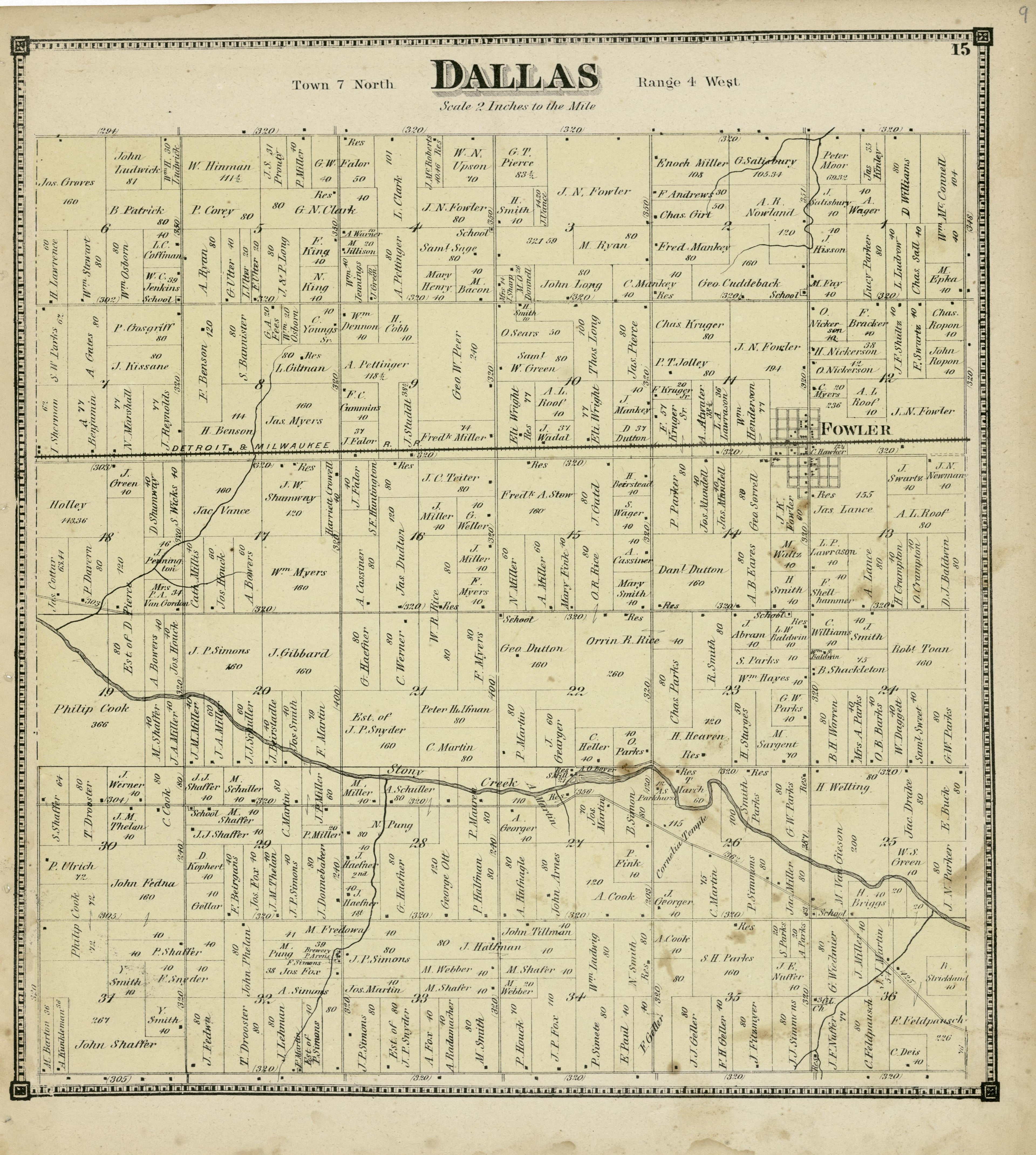 Dallas from Atlas of Clinton County, Michigan 1873 by Relic Map Company