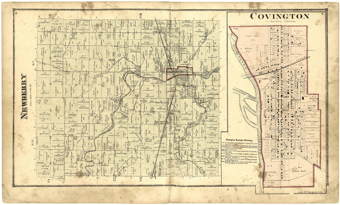 Covington; Newberry from Atlas of Miami County, Ohio 1871 by Relic Map Company