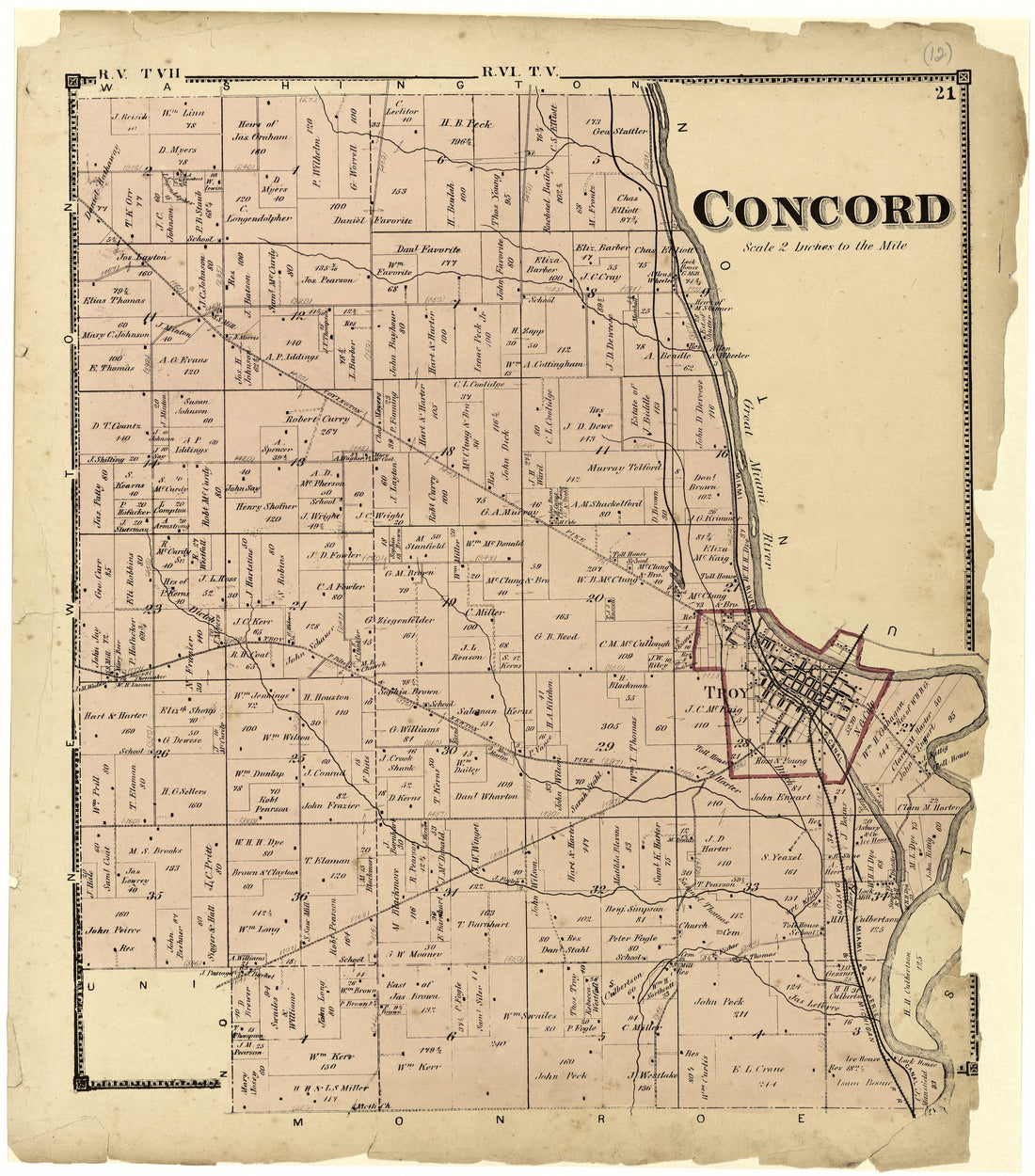 Concord from Atlas of Miami County, Ohio 1871 by Relic Map Company
