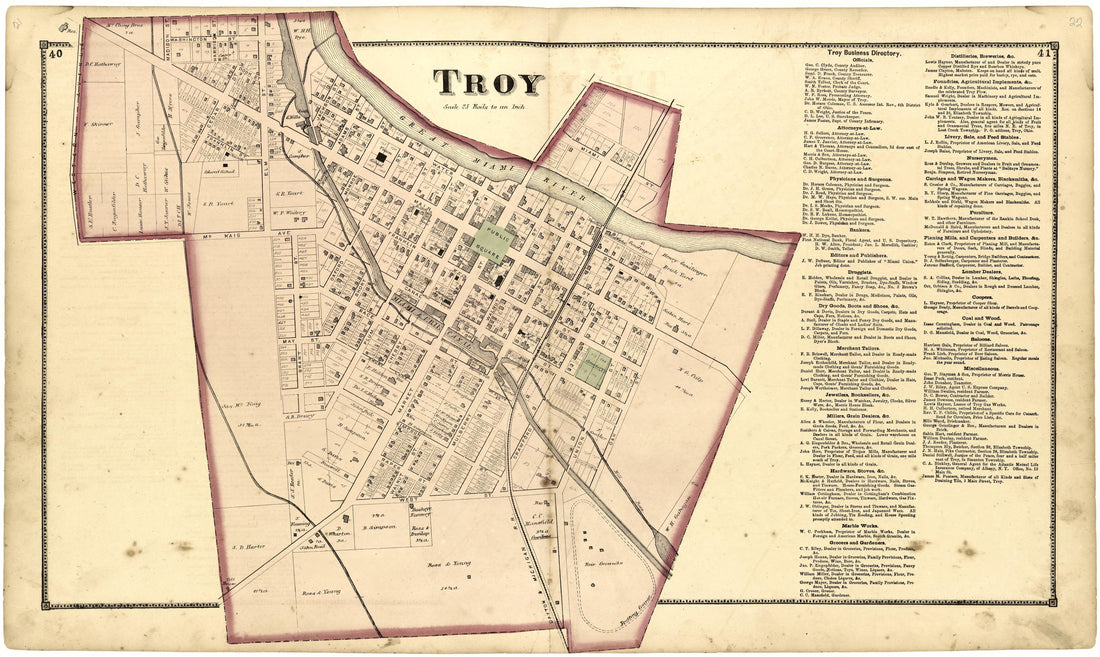 Troy from Atlas of Miami County, Ohio 1871 by Relic Map Company