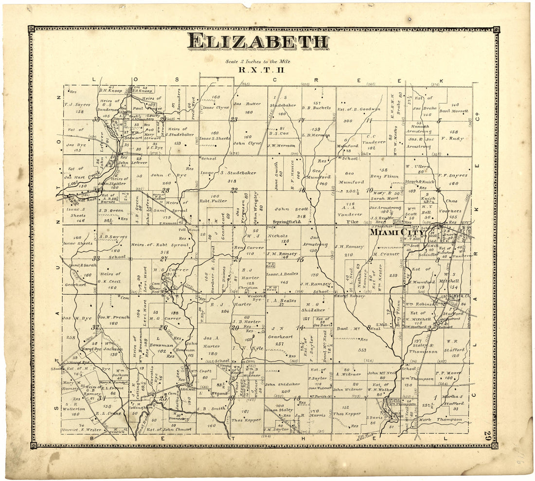 Elizabeth from Atlas of Miami County, Ohio 1871 by Relic Map Company