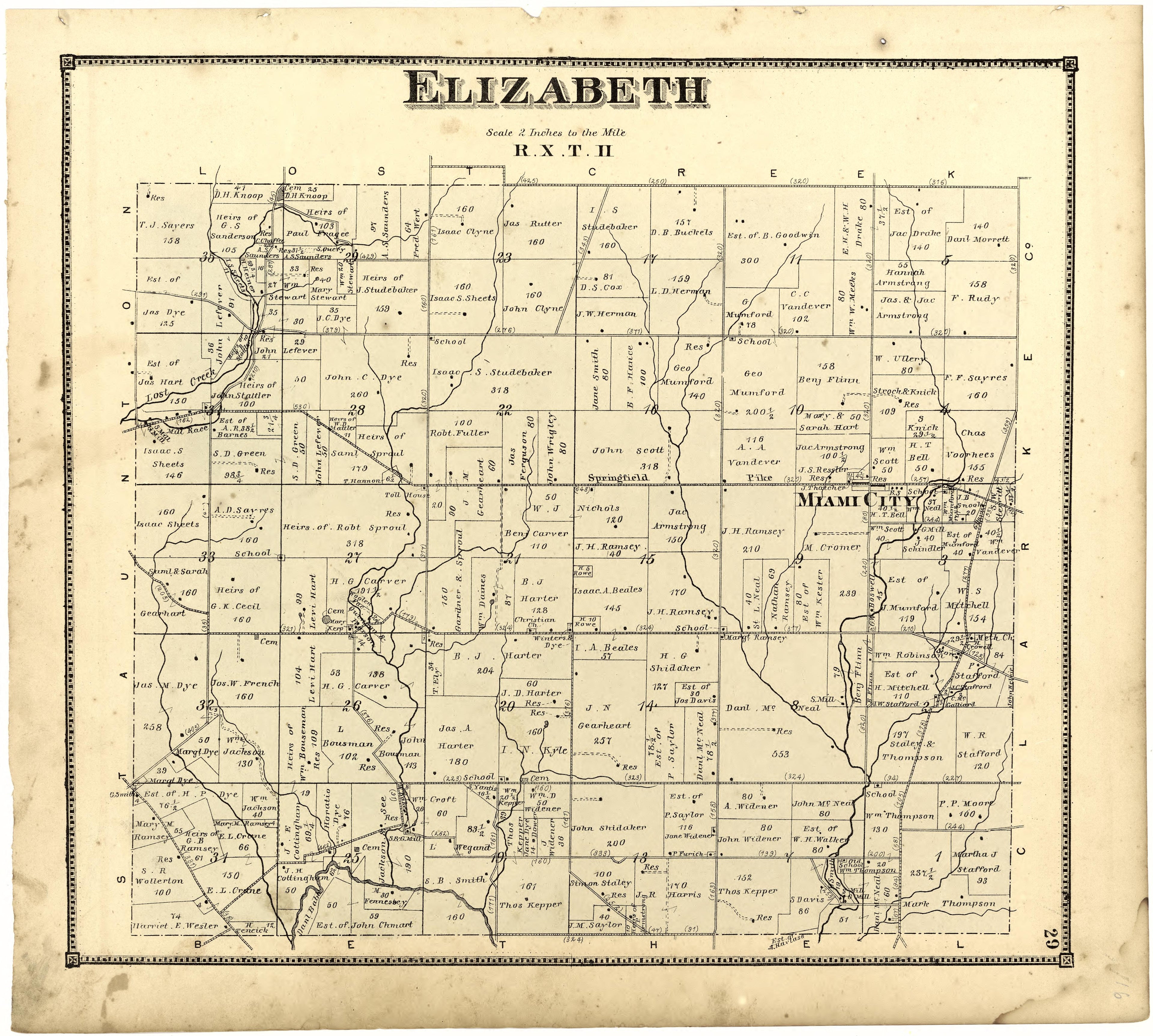 Elizabeth from Atlas of Miami County, Ohio 1871 by Relic Map Company