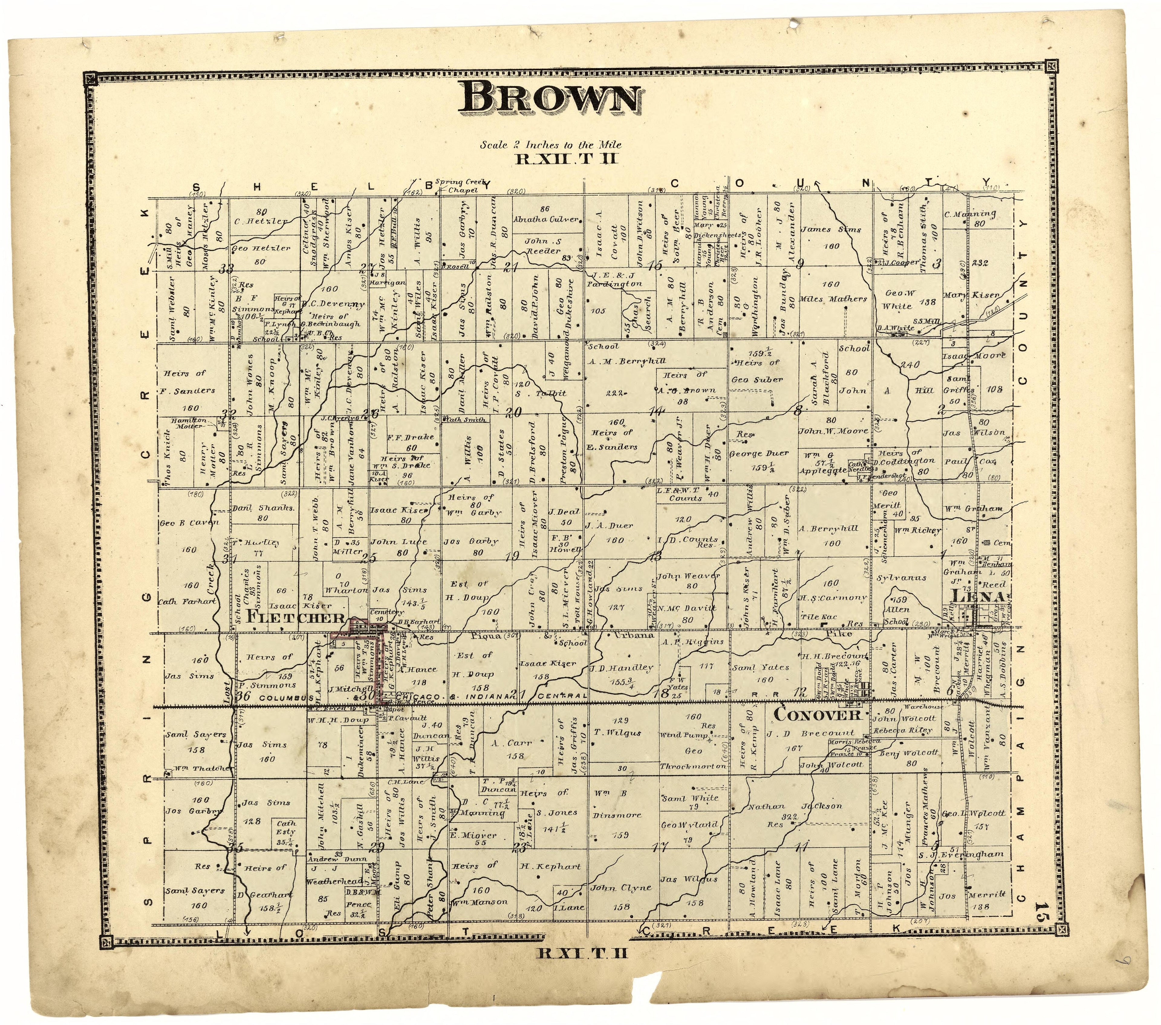 Brown from Atlas of Miami County, Ohio 1871 by Relic Map Company