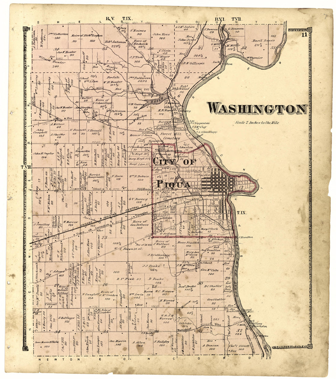 Washington from Atlas of Miami County, Ohio 1871 by Relic Map Company