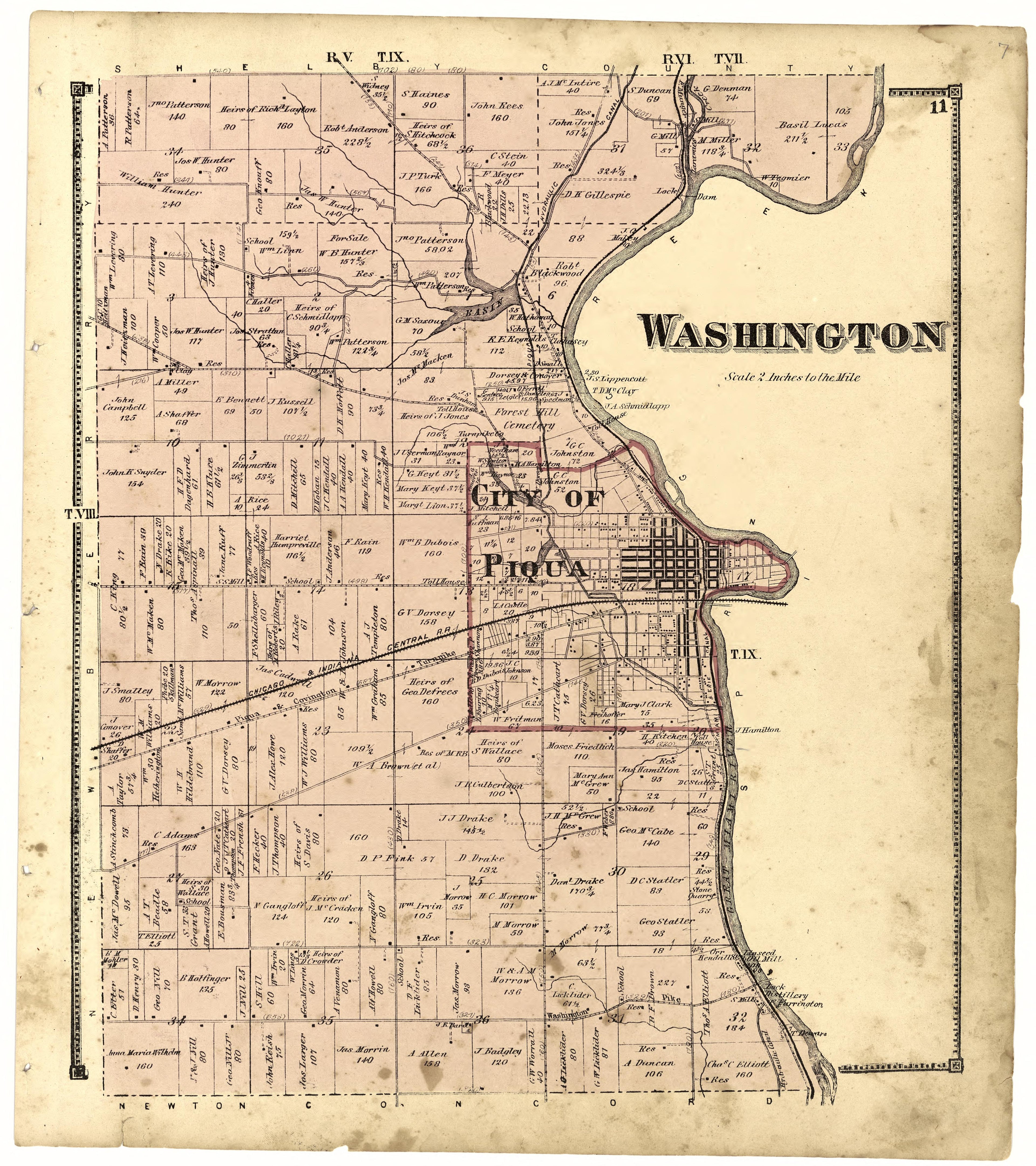 Washington from Atlas of Miami County, Ohio 1871 by Relic Map Company