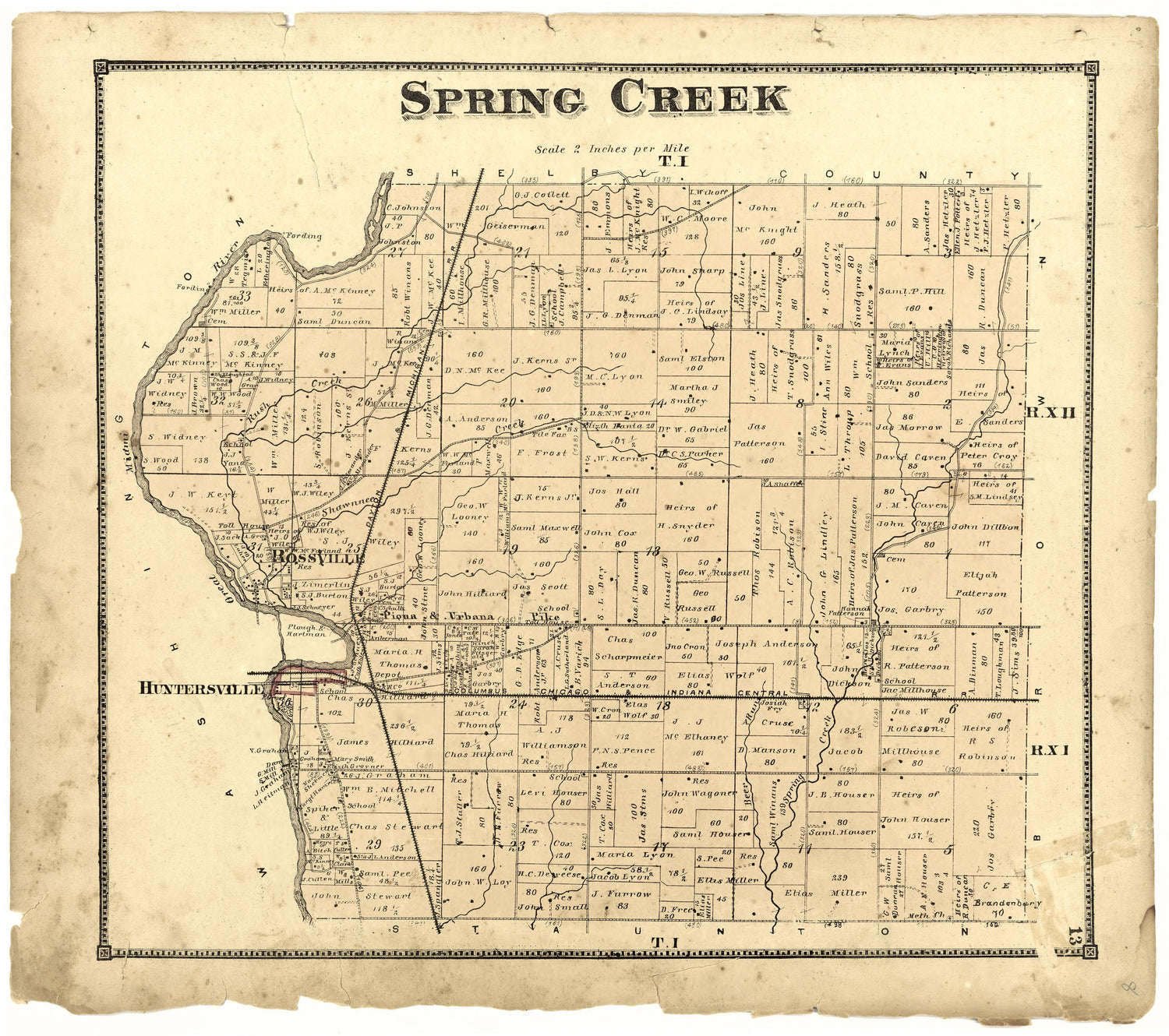 Spring Creek from Atlas of Miami County, Ohio 1871 by Relic Map Company