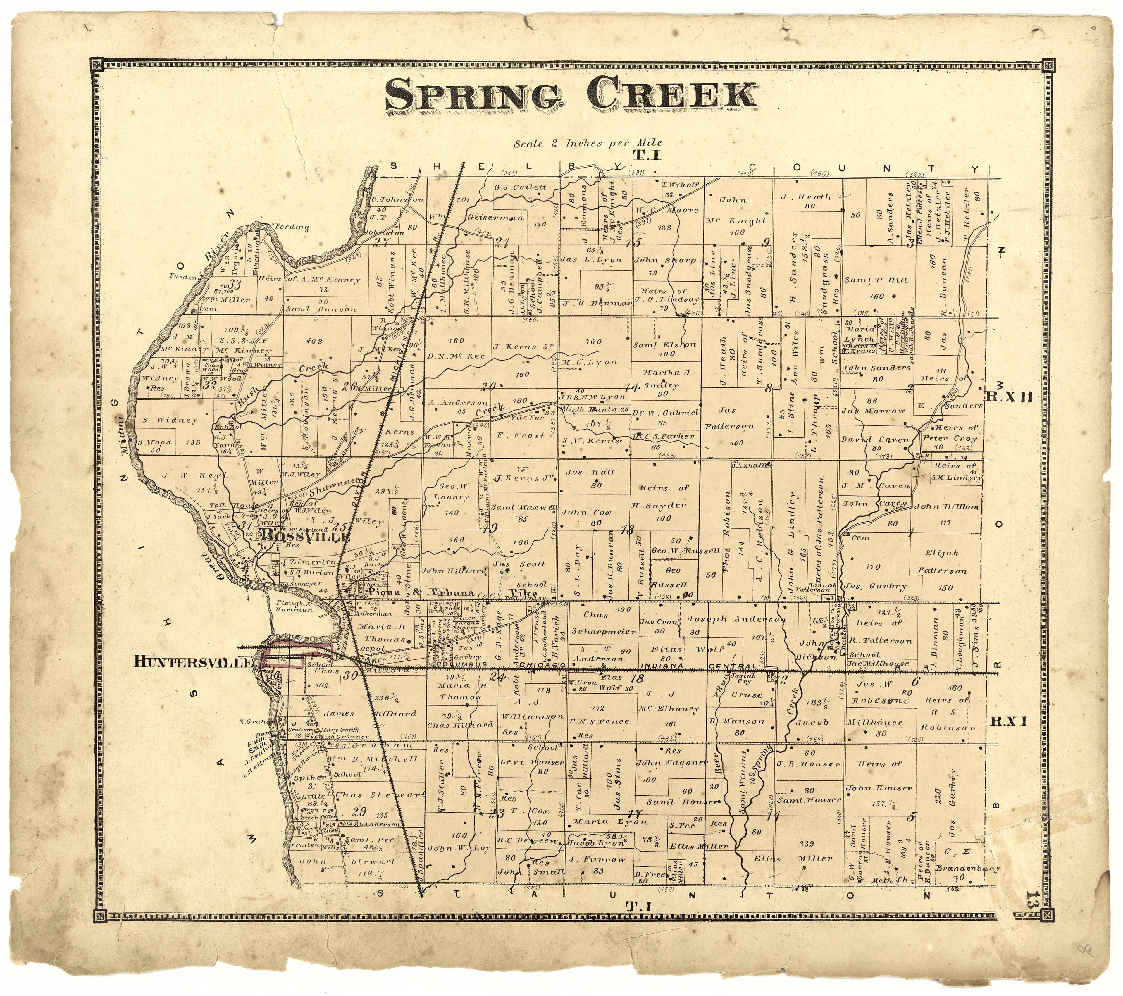 Spring Creek from Atlas of Miami County, Ohio 1871 by Relic Map Company