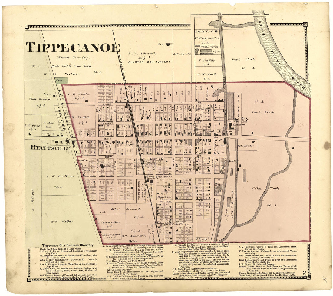 Tippecanoe from Atlas of Miami County, Ohio 1871 by Relic Map Company
