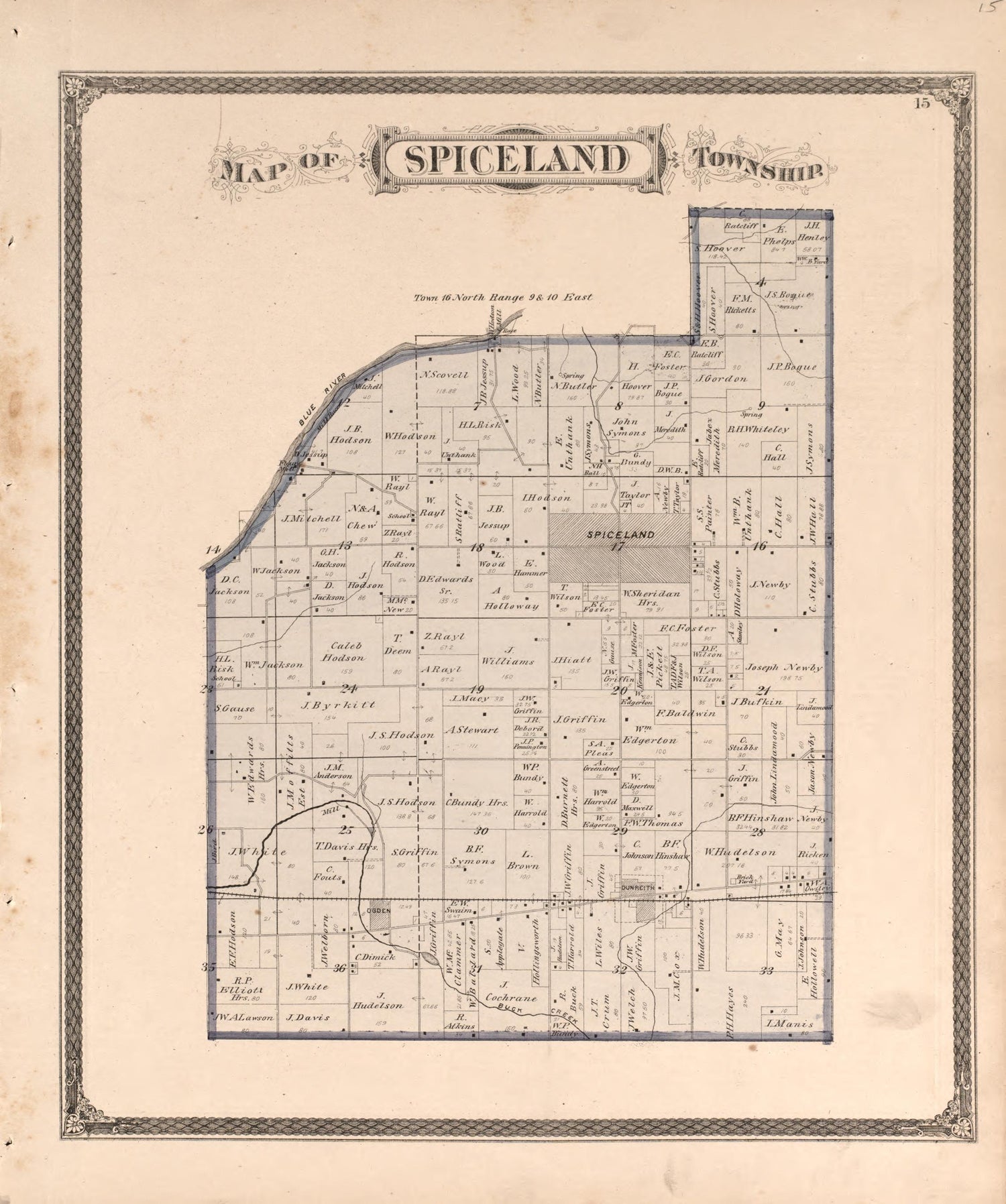 Spiceland Township from an Illustrated Historical Atlas of Henry County, Indiana 1875 by Relic Map Company