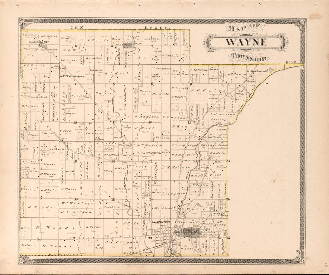 Wayne Township from an Illustrated Historical Atlas of Henry County, Indiana 1875 by Relic Map Company