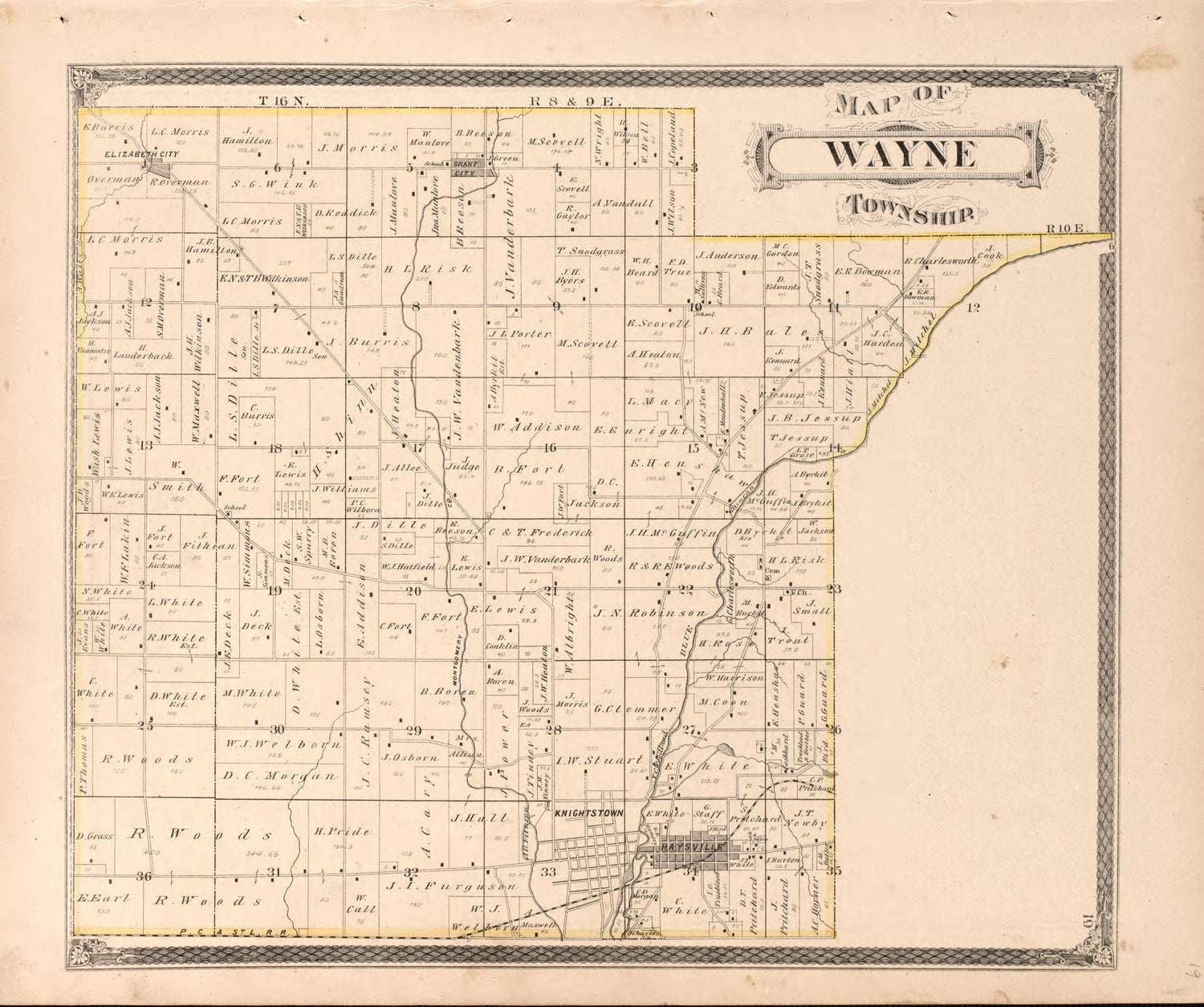Wayne Township from an Illustrated Historical Atlas of Henry County, Indiana 1875 by Relic Map Company