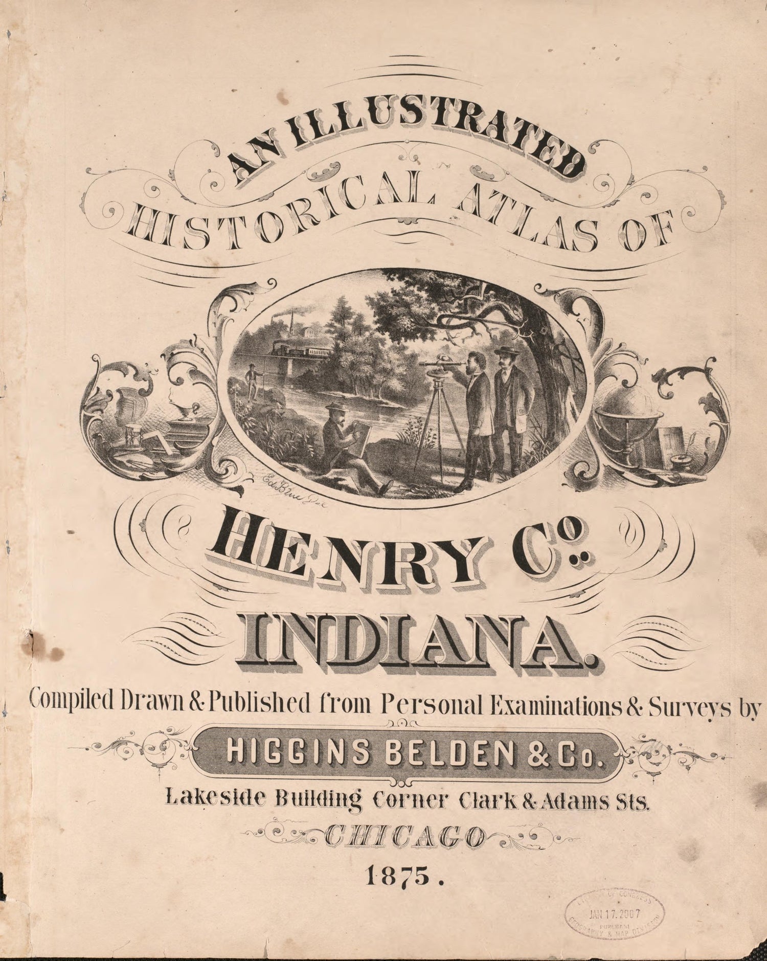 Title Sheet from an Illustrated Historical Atlas of Henry County, Indiana 1875 by Relic Map Company
