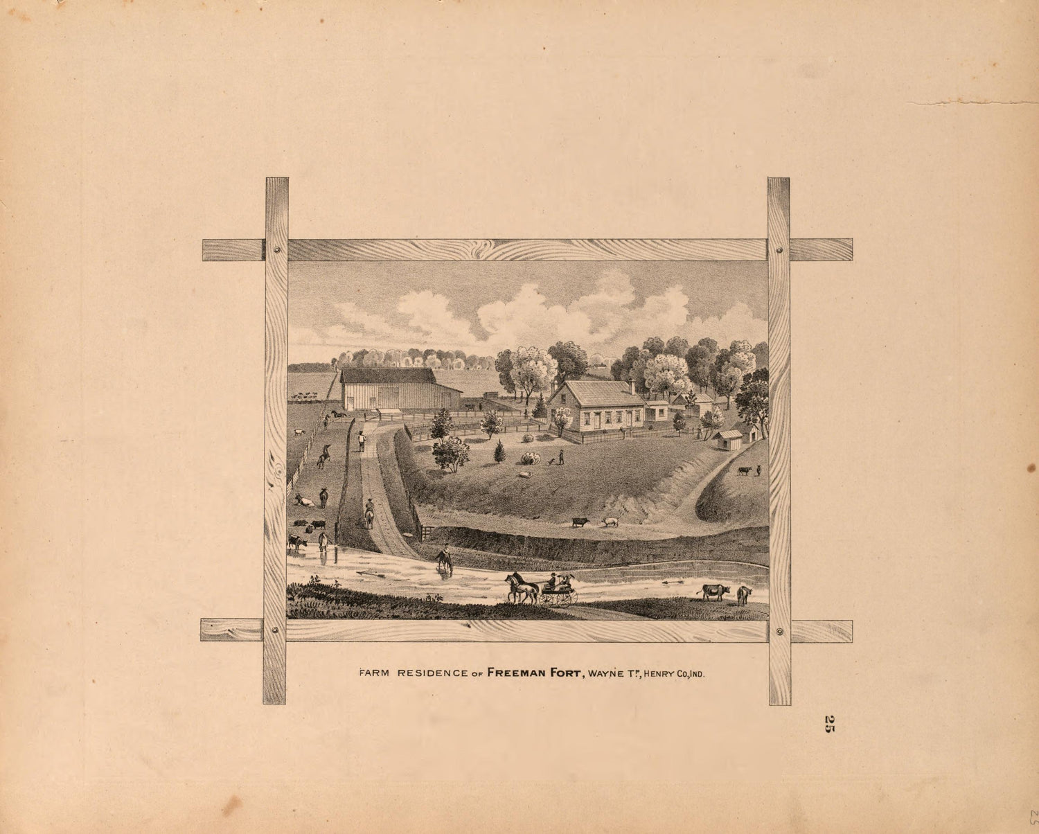 View of Freeman Fort Residence from an Illustrated Historical Atlas of Henry County, Indiana 1875 by Relic Map Company