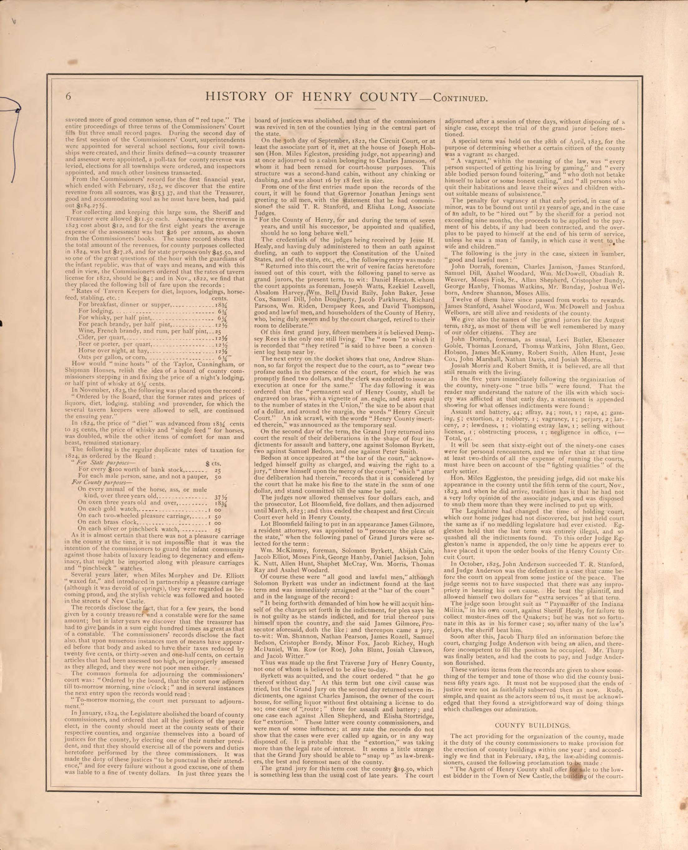 History of Henry County, Indiana from an Illustrated Historical Atlas of Henry County, Indiana 1875 by Relic Map Company