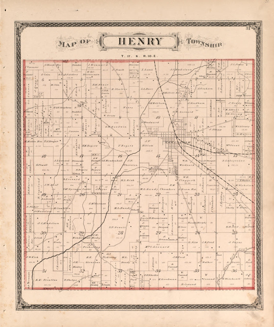 Henry Township from an Illustrated Historical Atlas of Henry County, Indiana 1875 by Relic Map Company