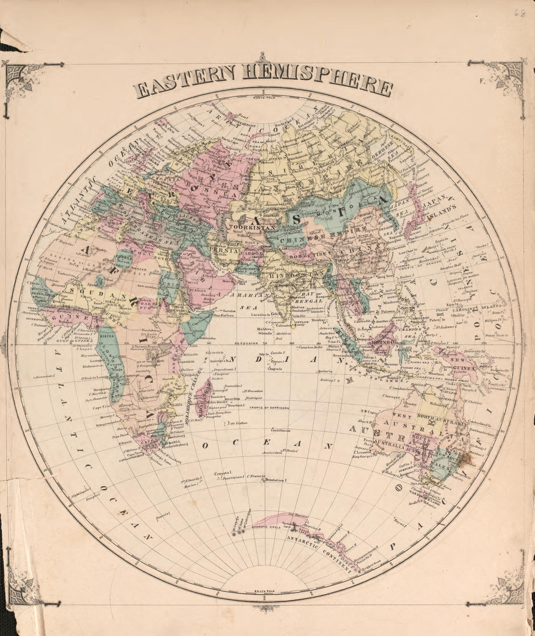 Eastern Hemisphere from an Illustrated Historical Atlas of Henry County, Indiana 1875 by Relic Map Company