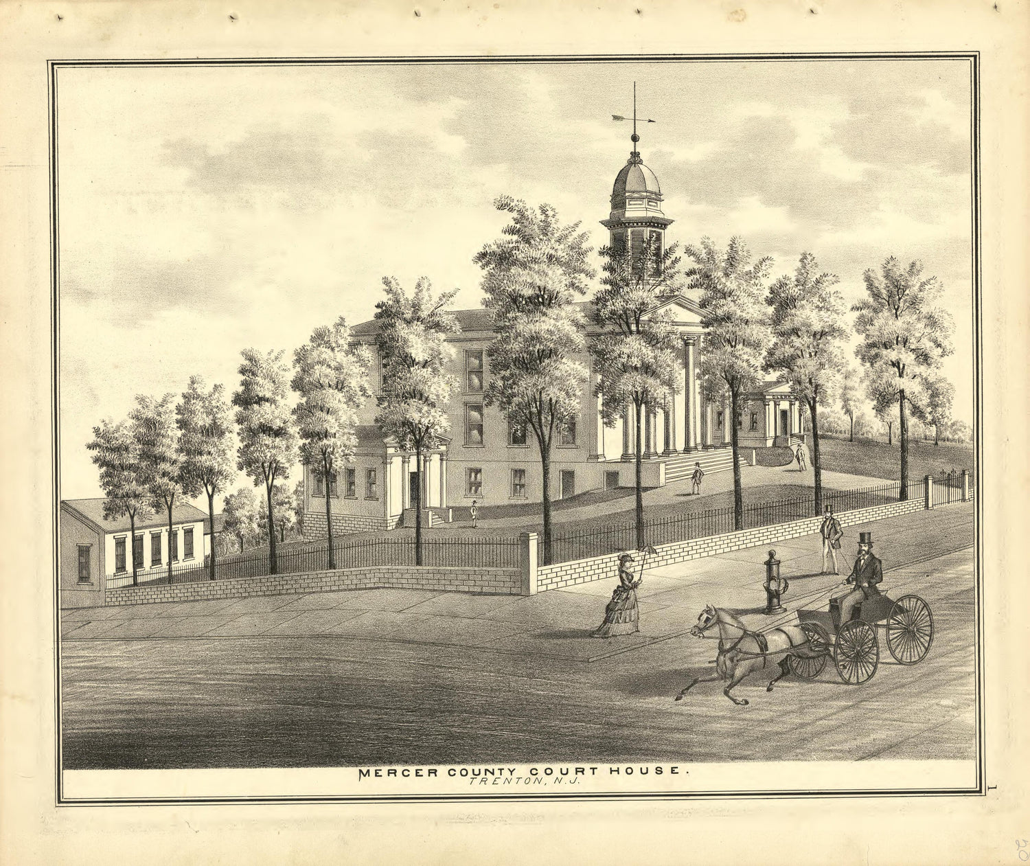 Mercer County Court House - Trenton, N.J. from Combination Atlas Map of Mercer County, New Jersey 1875 by Relic Map Company