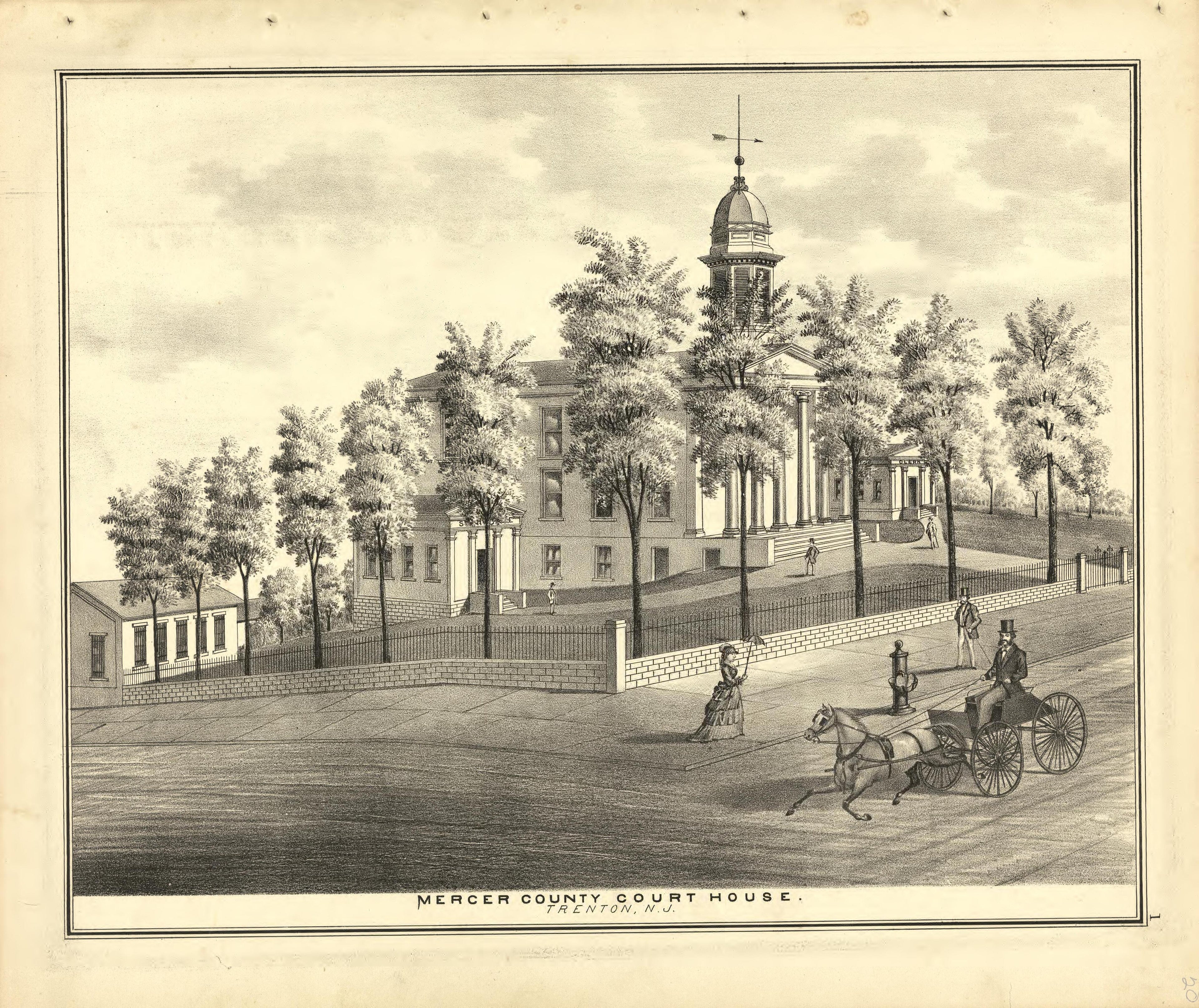 Mercer County Court House - Trenton, N.J. from Combination Atlas Map of Mercer County, New Jersey 1875 by Relic Map Company