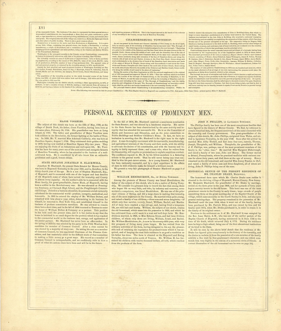 History of Mercer County, N.J. - Continued from Combination Atlas Map of Mercer County, New Jersey 1875 by Relic Map Company
