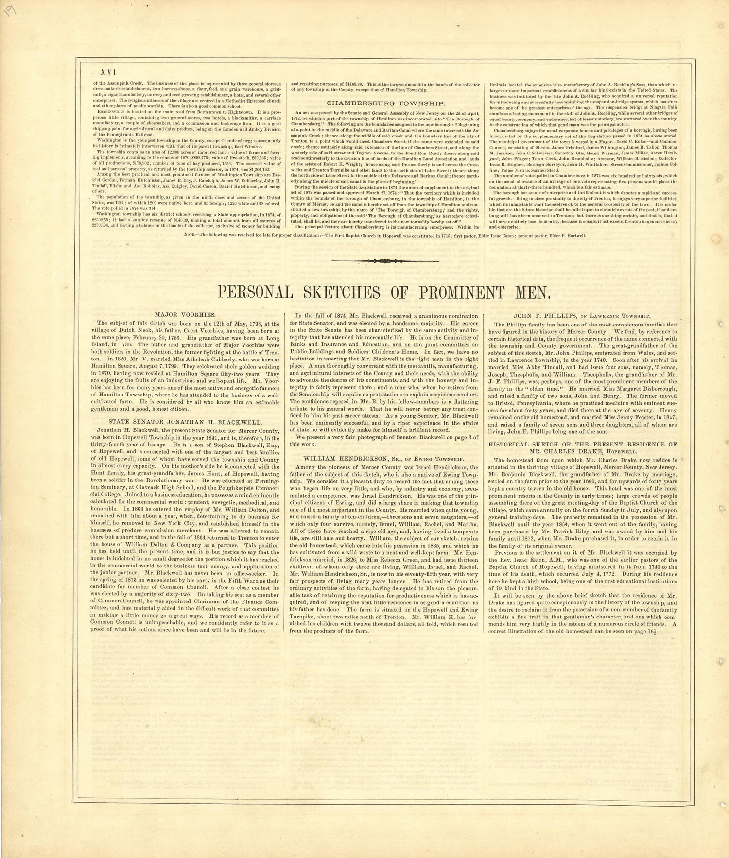 History of Mercer County, N.J. - Continued from Combination Atlas Map of Mercer County, New Jersey 1875 by Relic Map Company