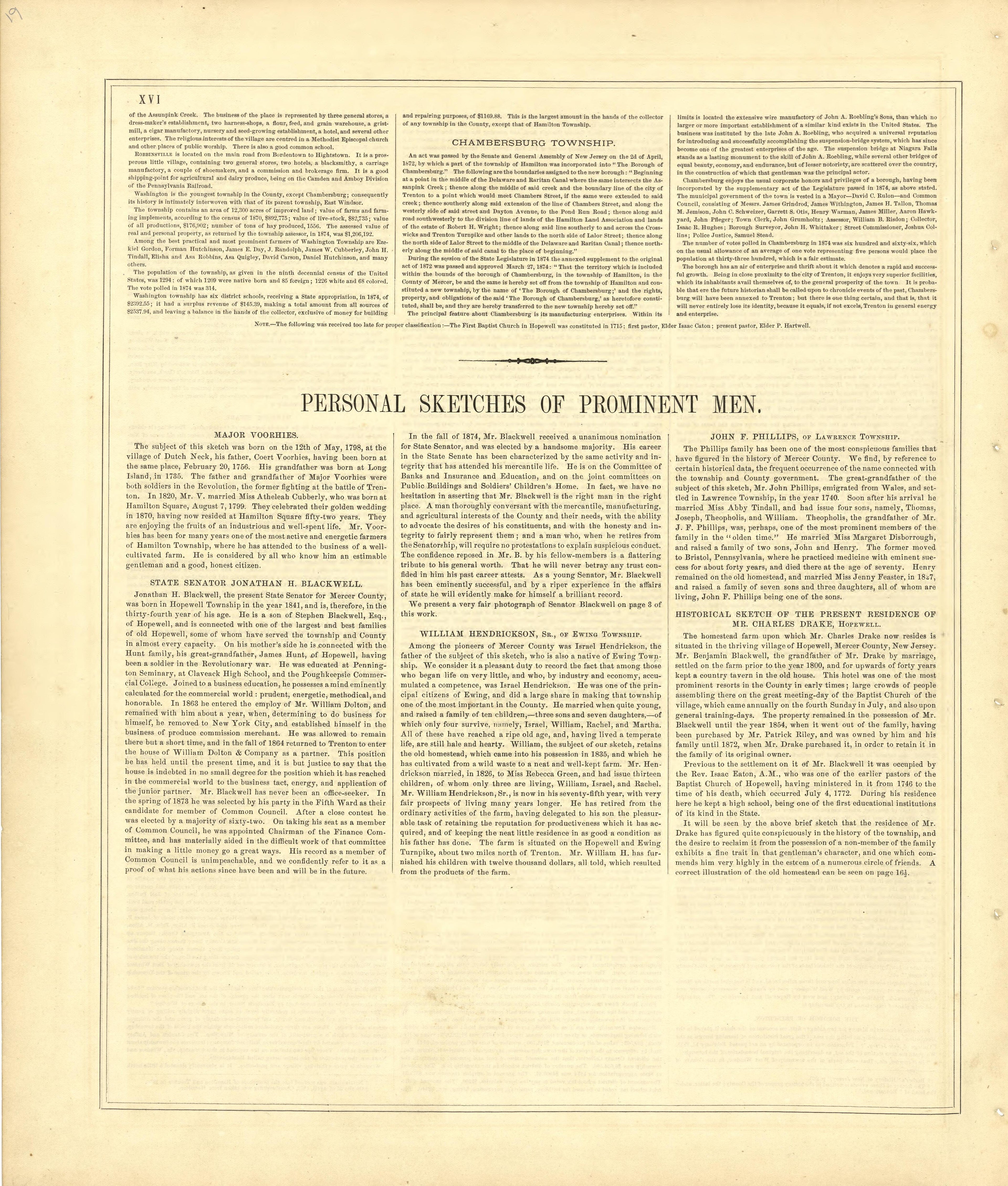 History of Mercer County, N.J. - Continued from Combination Atlas Map of Mercer County, New Jersey 1875 by Relic Map Company