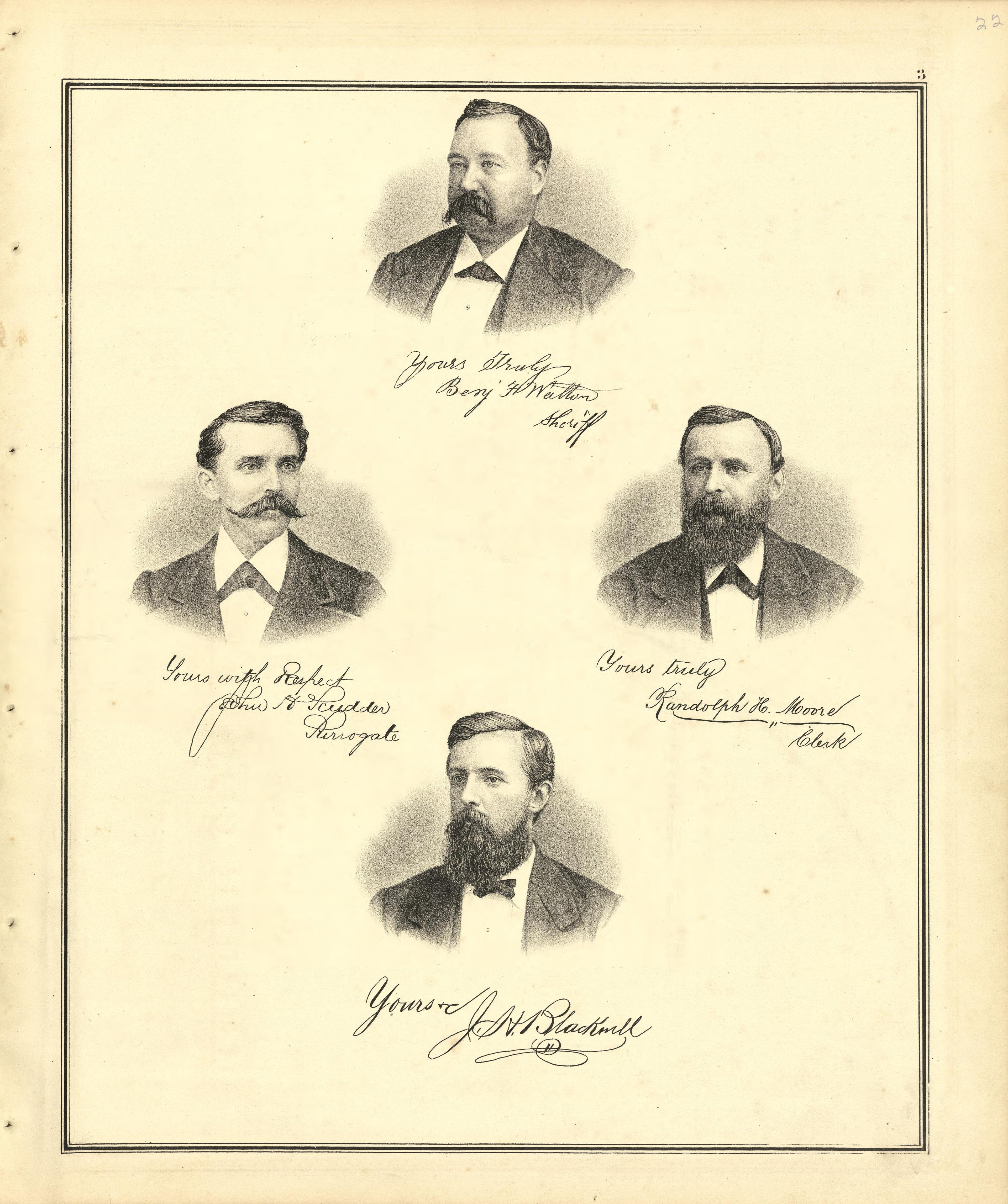 Portraits of Mercer County Freeholders With Signatures from Combination Atlas Map of Mercer County, New Jersey 1875 by Relic Map Company