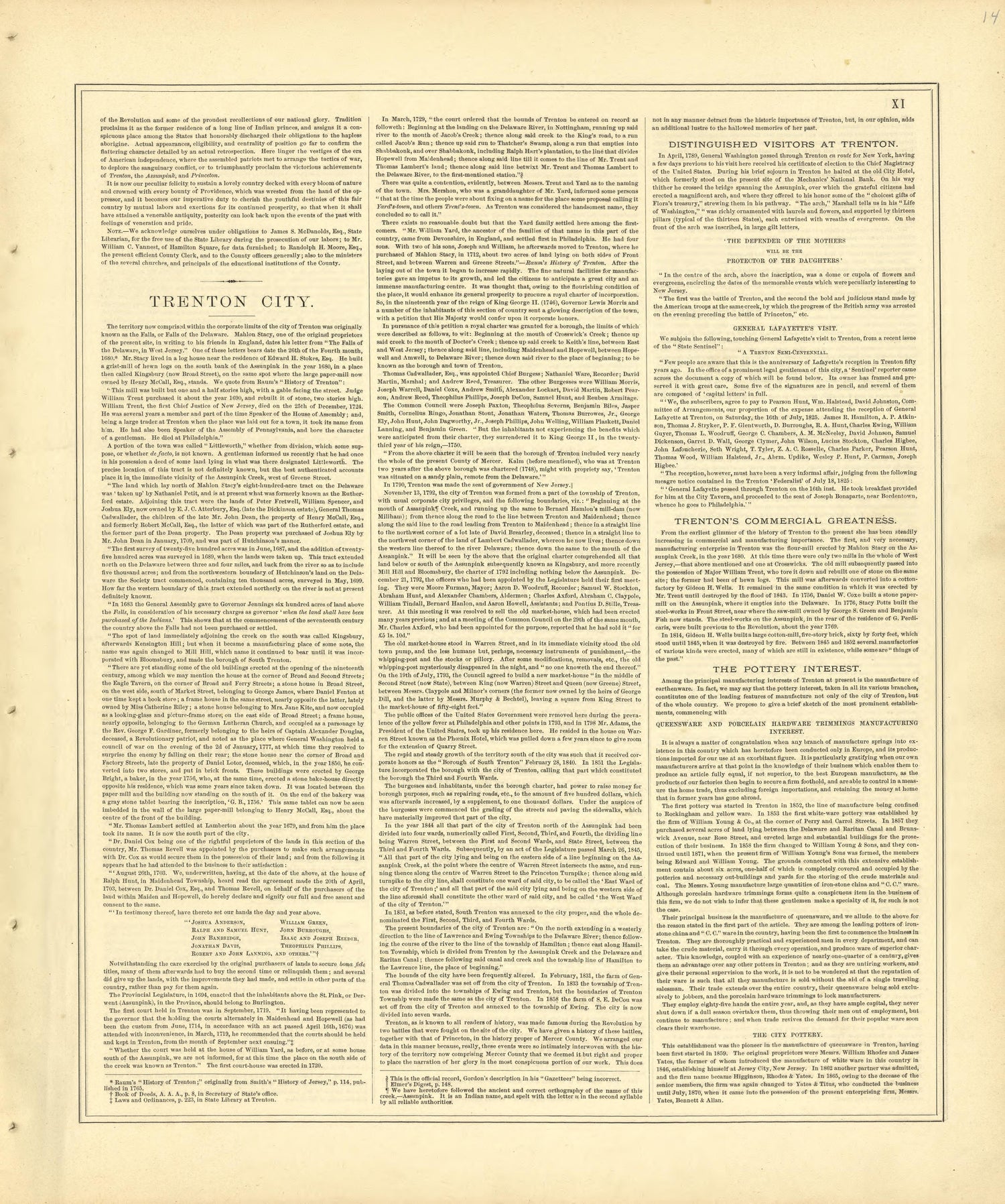 History of Mercer County, N.J. - Continued from Combination Atlas Map of Mercer County, New Jersey 1875 by Relic Map Company