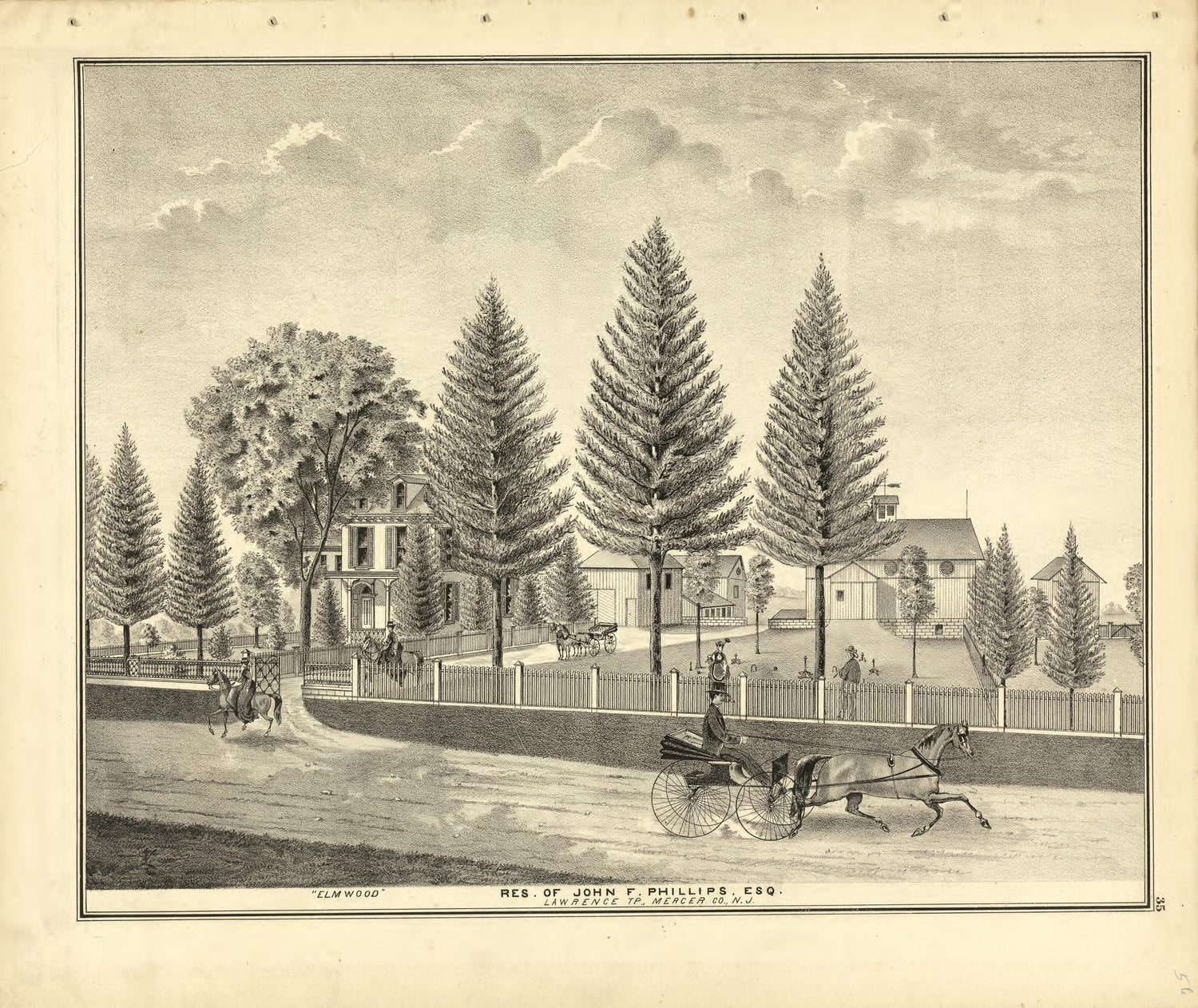 Residence of John F. Phillips, ESQ from Combination Atlas Map of Mercer County, New Jersey 1875 by Relic Map Company