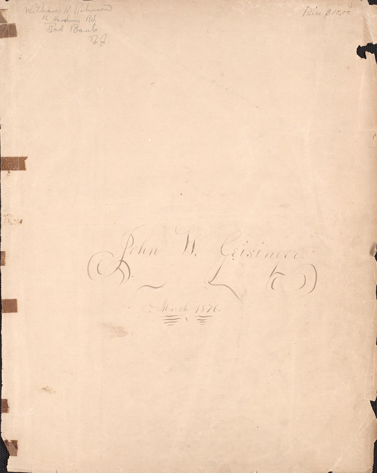 Fly Leaf With Annotations from Combination Atlas Map of Cumberland County, New Jersey 1876 by Relic Map Company