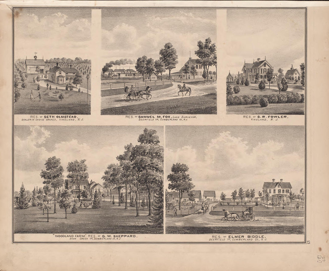 5 Views of Property from Combination Atlas Map of Cumberland County, New Jersey 1876 by Relic Map Company