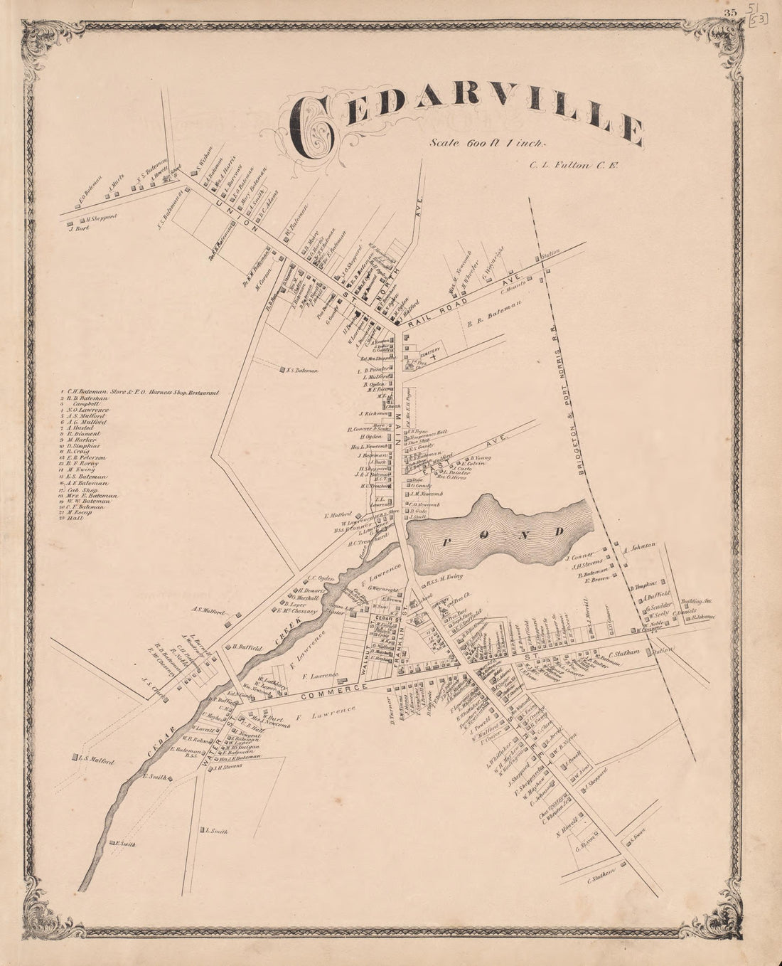 Cedarville from Combination Atlas Map of Cumberland County, New Jersey 1876 by Relic Map Company