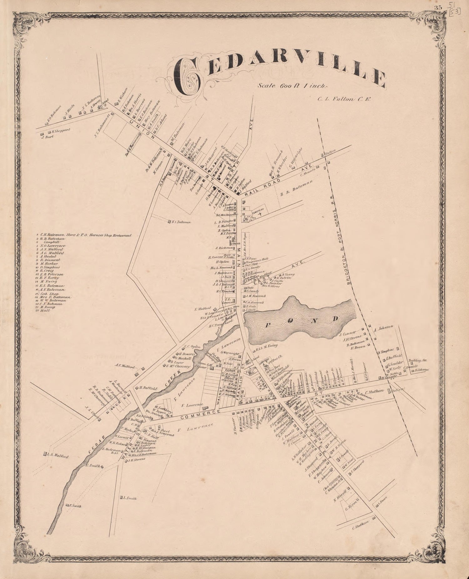 Cedarville from Combination Atlas Map of Cumberland County, New Jersey 1876 by Relic Map Company