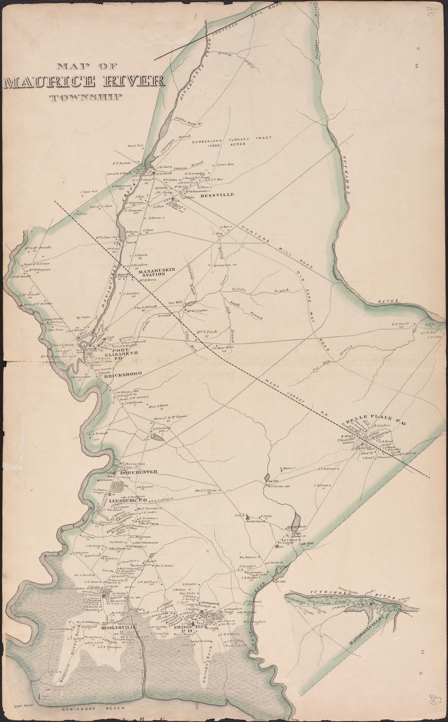 Maurice River Township from Combination Atlas Map of Cumberland County, New Jersey 1876 by Relic Map Company