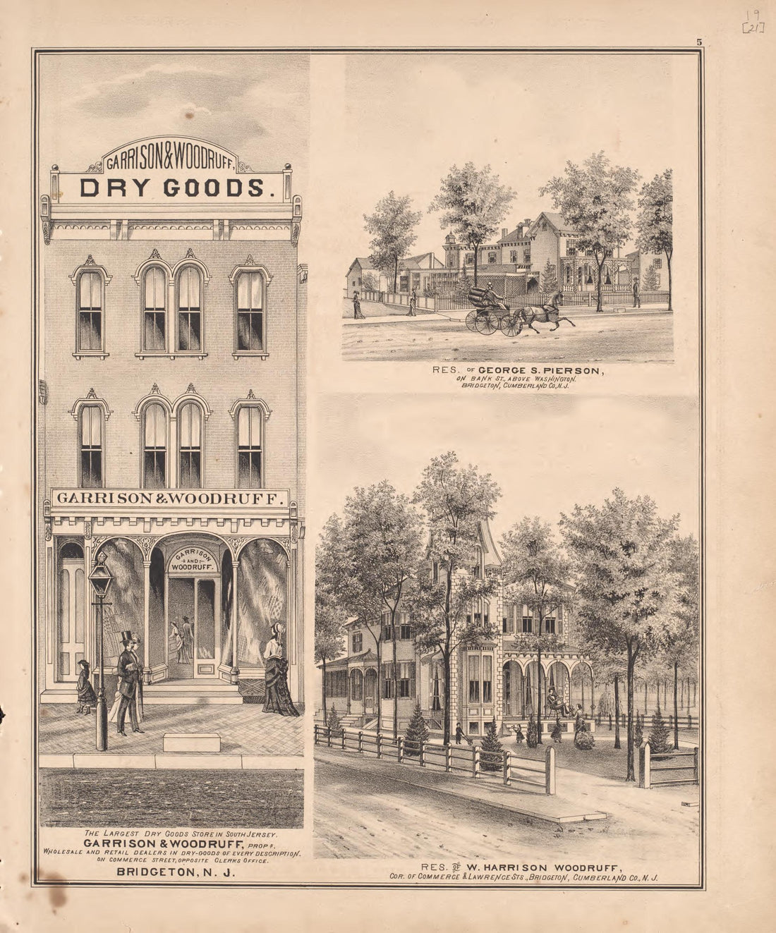 3 Views of Property from Combination Atlas Map of Cumberland County, New Jersey 1876 by Relic Map Company