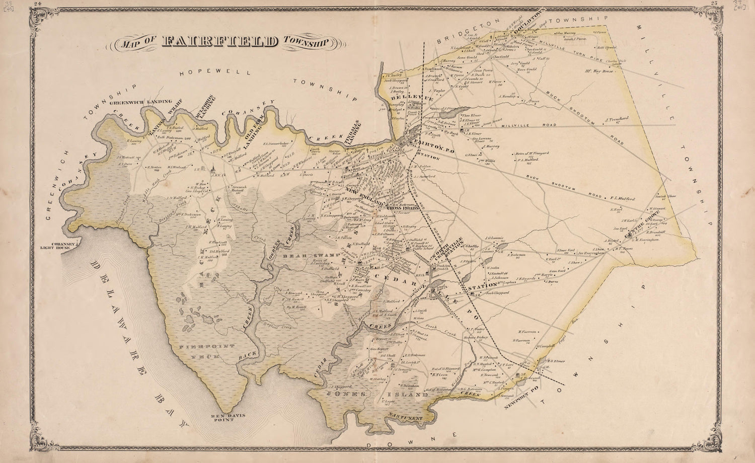 Fairfield Township from Combination Atlas Map of Cumberland County, New Jersey 1876 by Relic Map Company