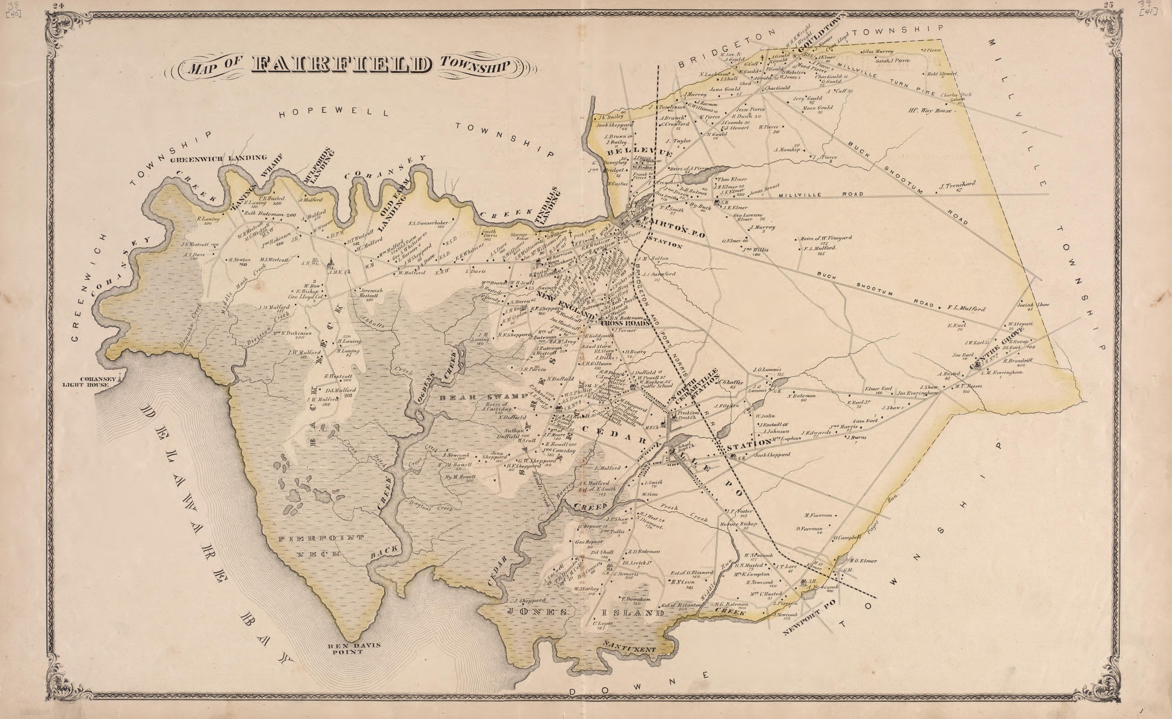 Fairfield Township from Combination Atlas Map of Cumberland County, New Jersey 1876 by Relic Map Company