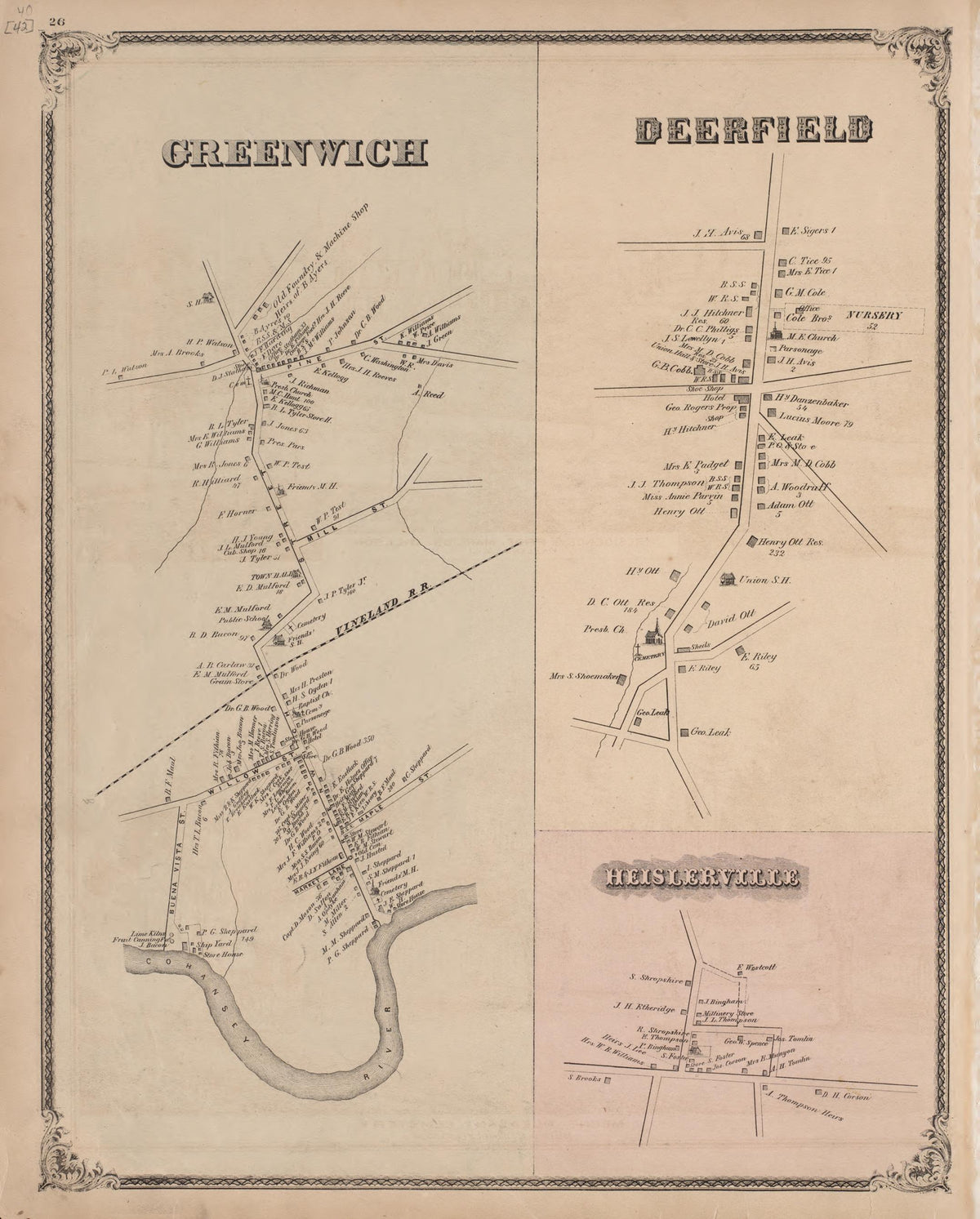 Greenwich, Deerfield, Heislerville from Combination Atlas Map of Cumberland County, New Jersey 1876 by Relic Map Company