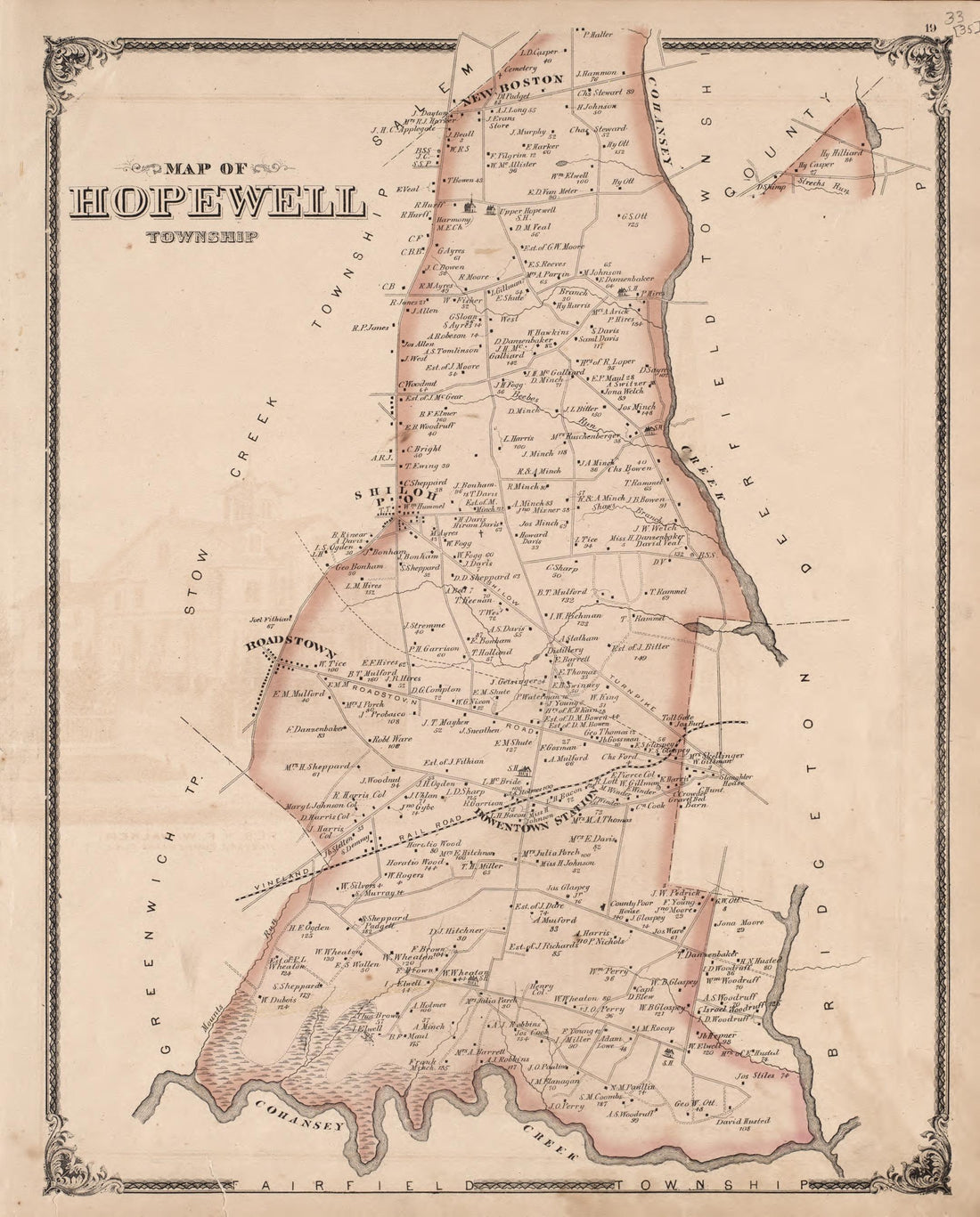 Hopewell Township from Combination Atlas Map of Cumberland County, New Jersey 1876 by Relic Map Company