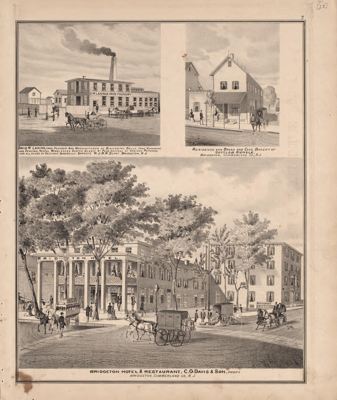 3 Views of Property from Combination Atlas Map of Cumberland County, New Jersey 1876 by Relic Map Company