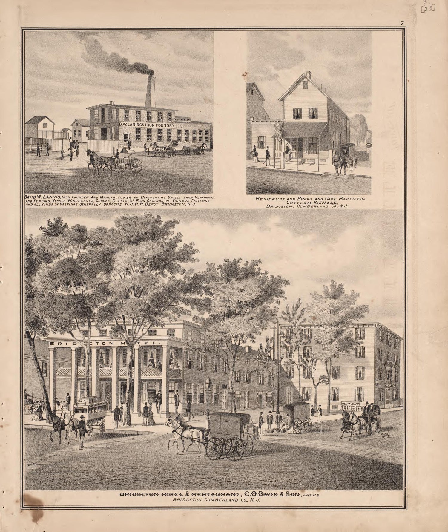 3 Views of Property from Combination Atlas Map of Cumberland County, New Jersey 1876 by Relic Map Company