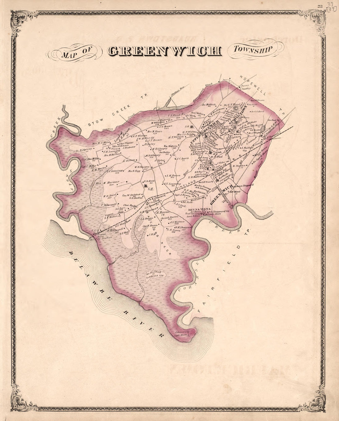 Greenwich Township from Combination Atlas Map of Cumberland County, New Jersey 1876 by Relic Map Company