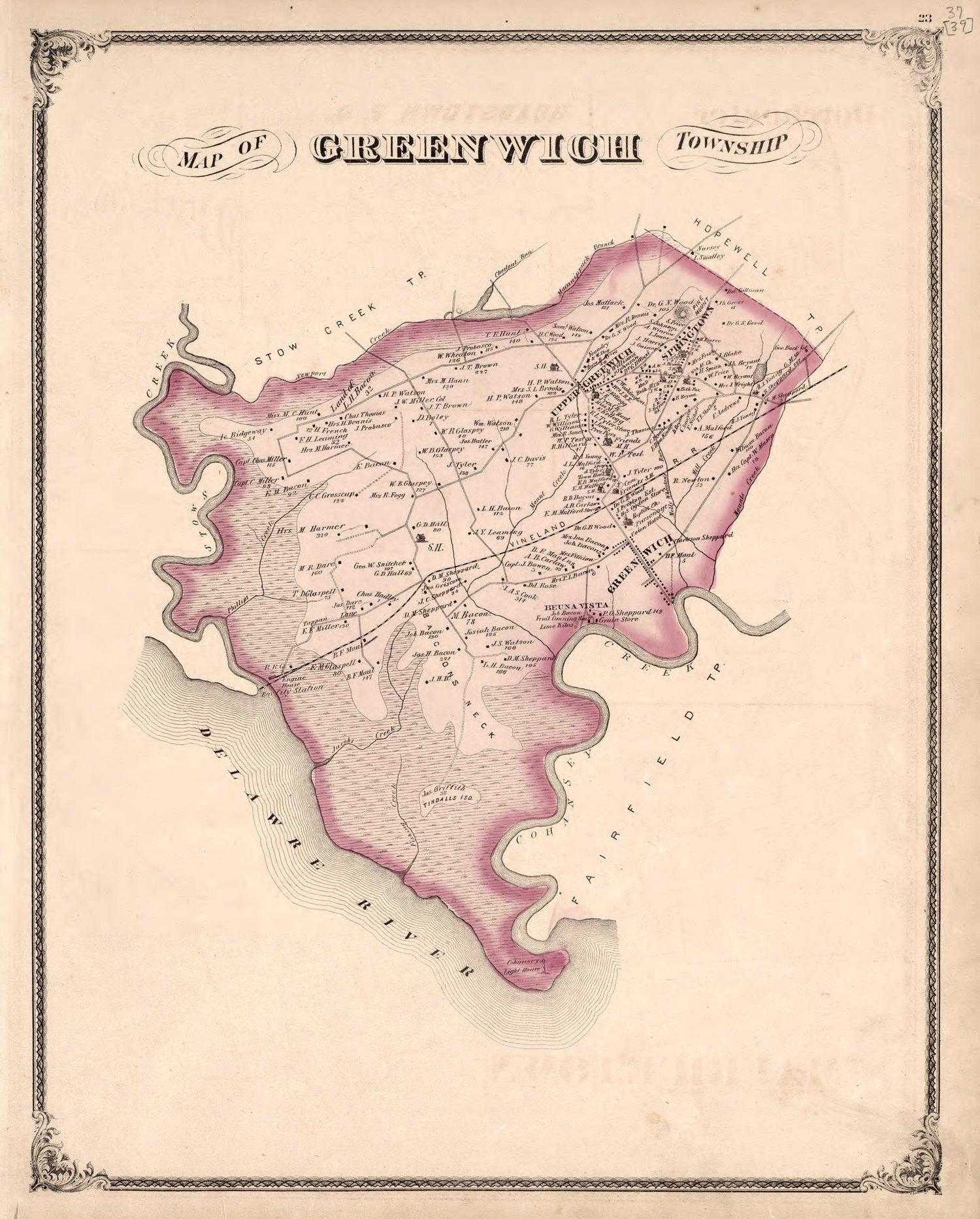 Greenwich Township from Combination Atlas Map of Cumberland County, New Jersey 1876 by Relic Map Company