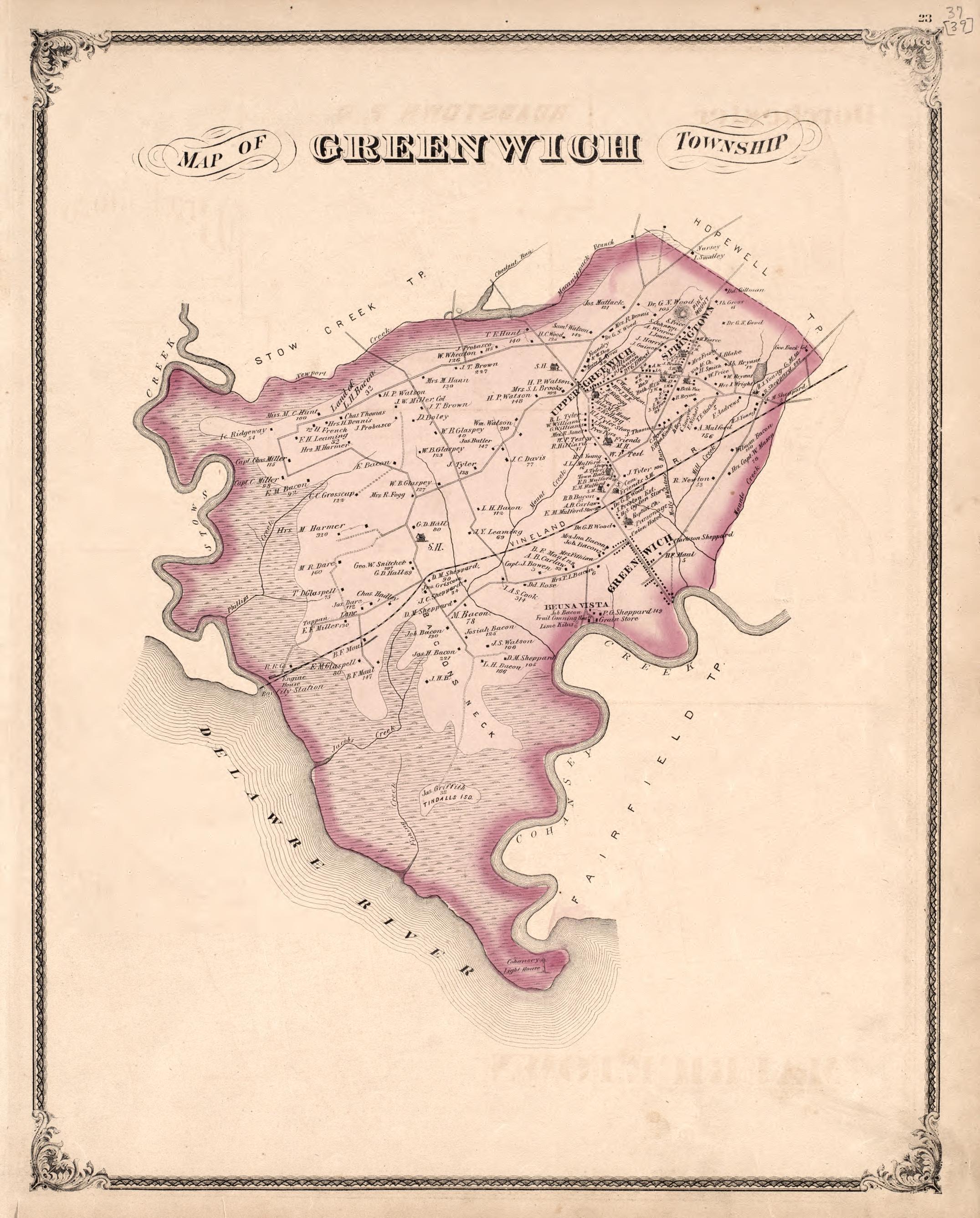 Greenwich Township from Combination Atlas Map of Cumberland County, New Jersey 1876 by Relic Map Company