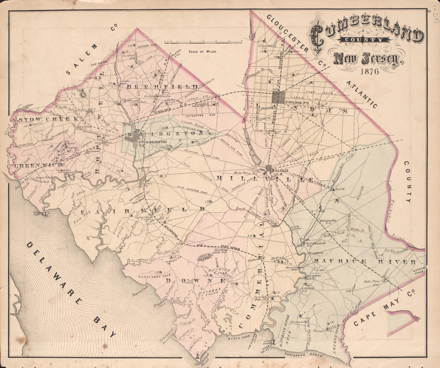 County Map from Combination Atlas Map of Cumberland County, New Jersey 1876 by Relic Map Company